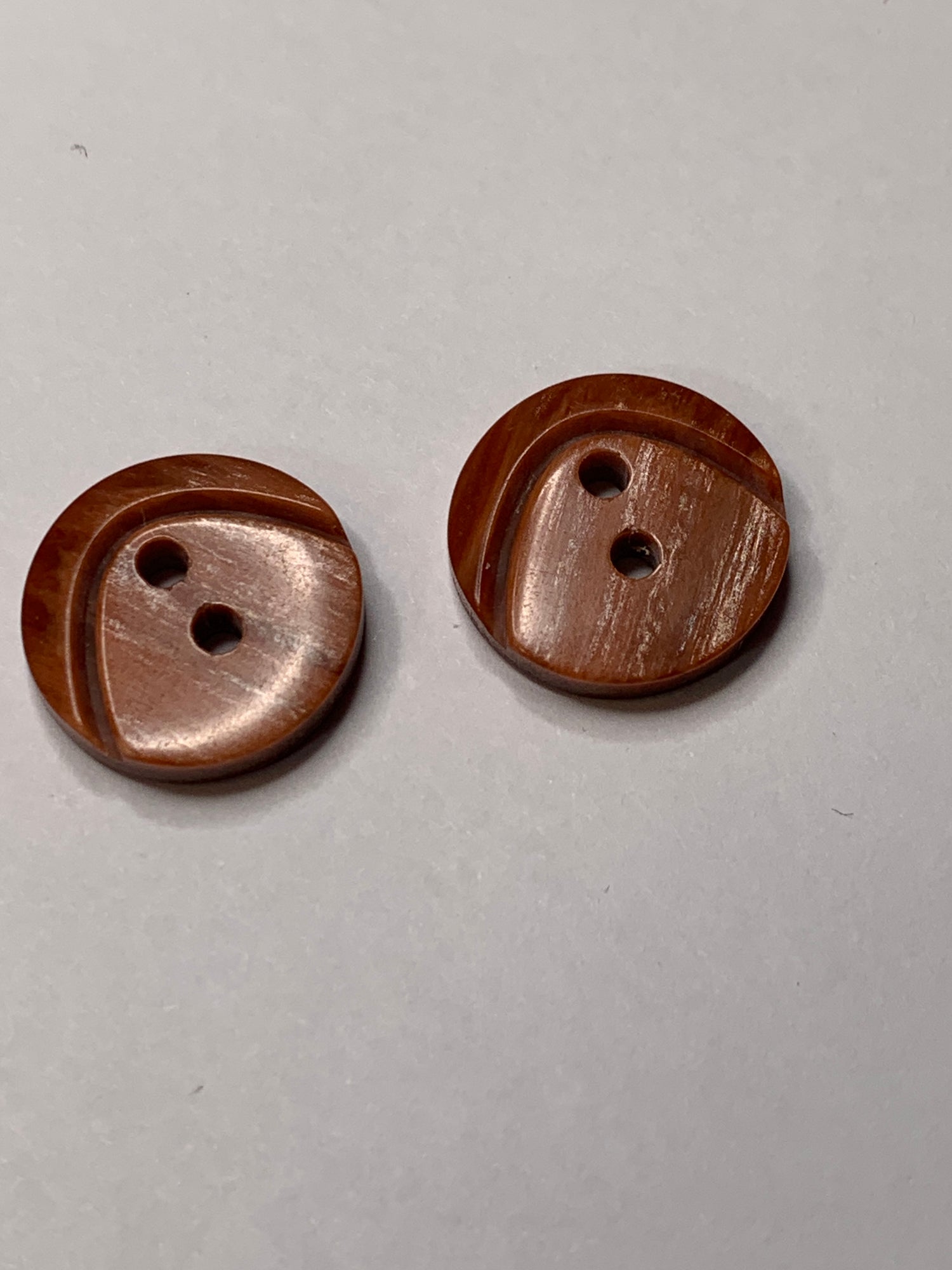 Vintage 2 Round Plastic Buttons, 2 Holes, Pink, 1.5 cm, New/Old Stock