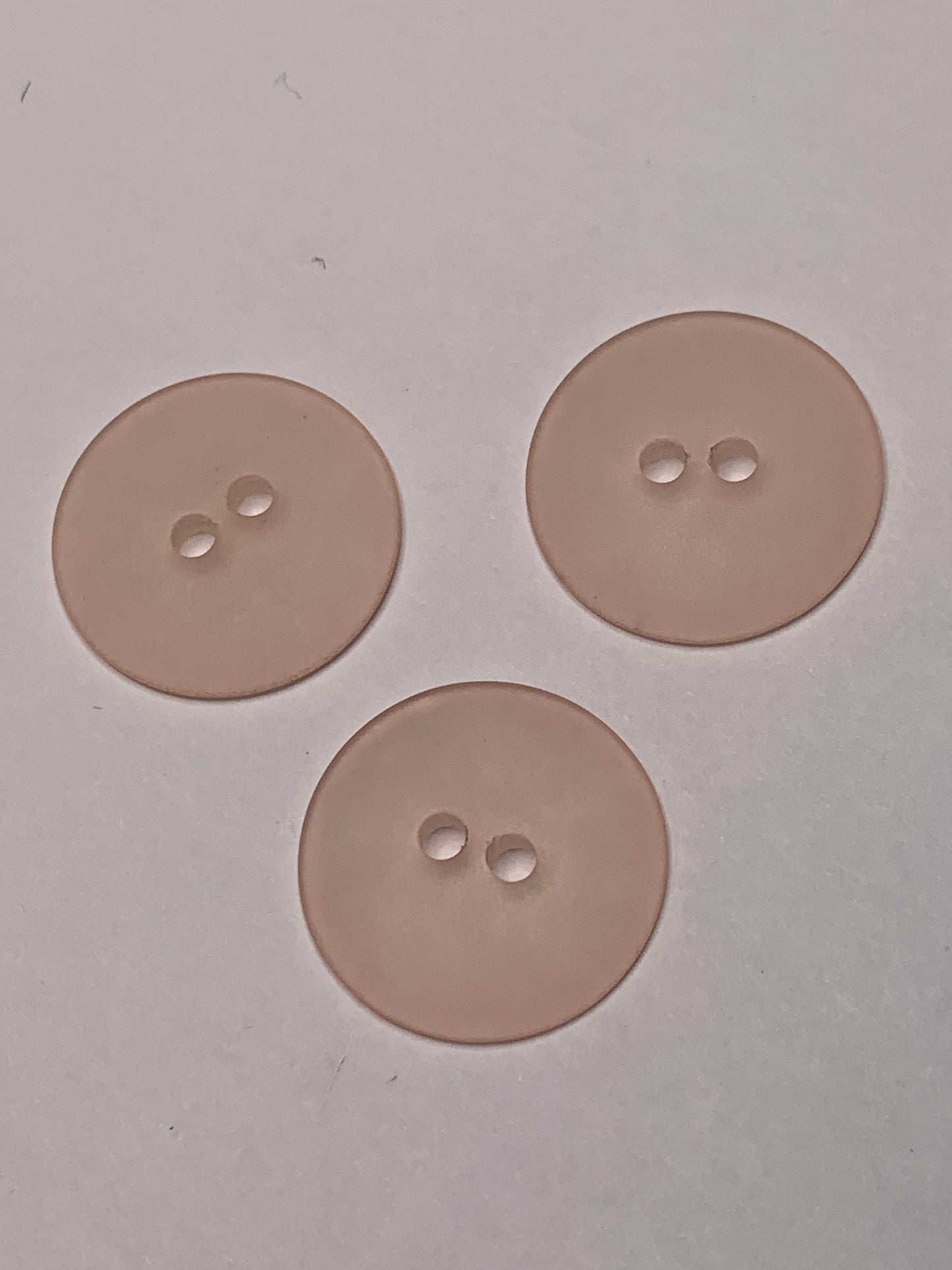 Vintage 3 Round Plastic Buttons, 2 Holes, Pink, 2.0 cm, New/Old Stock