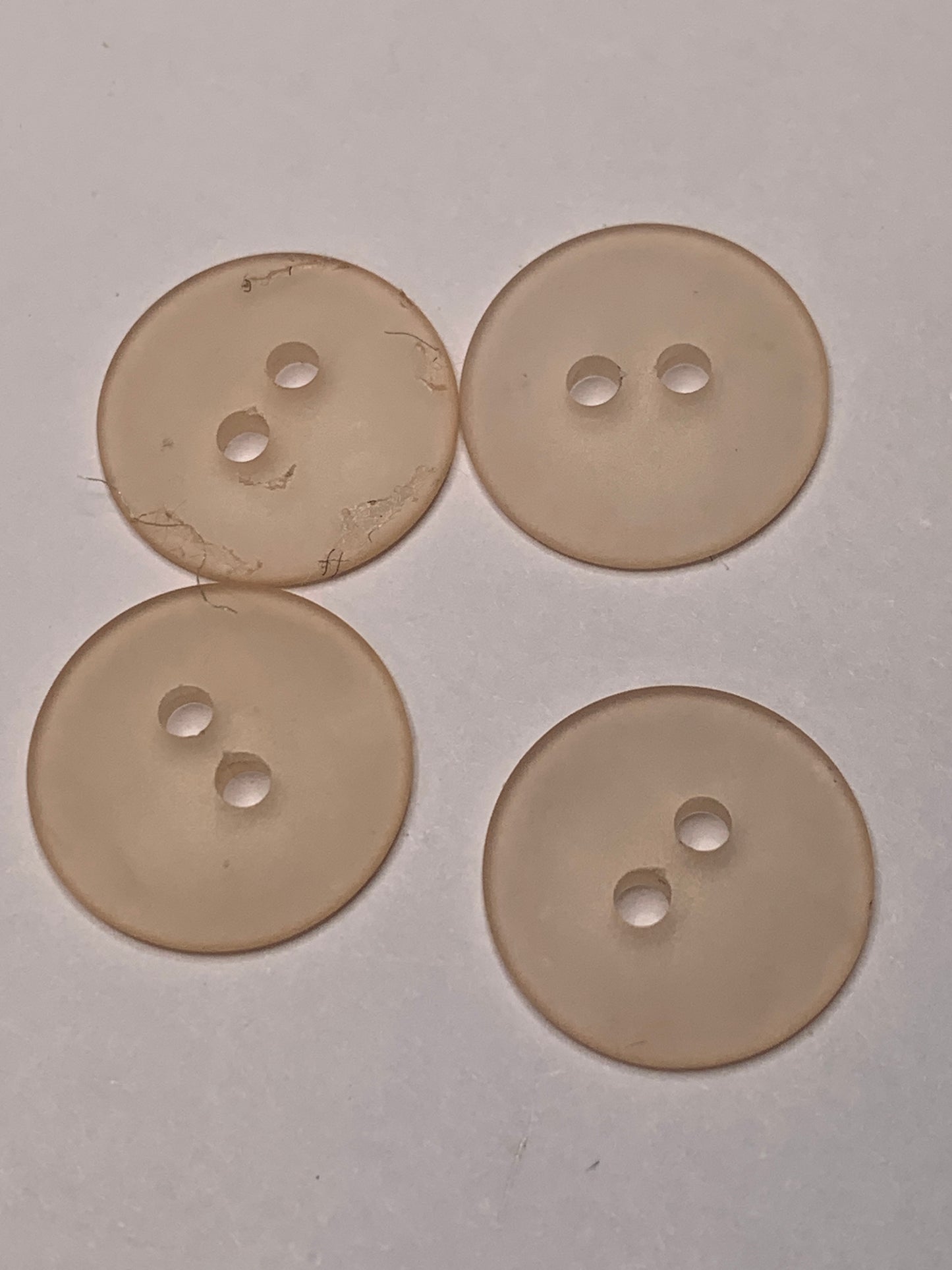 Vintage 4 Round Plastic Buttons, 2 Holes, Pink, 1.5 cm, New/Old Stock