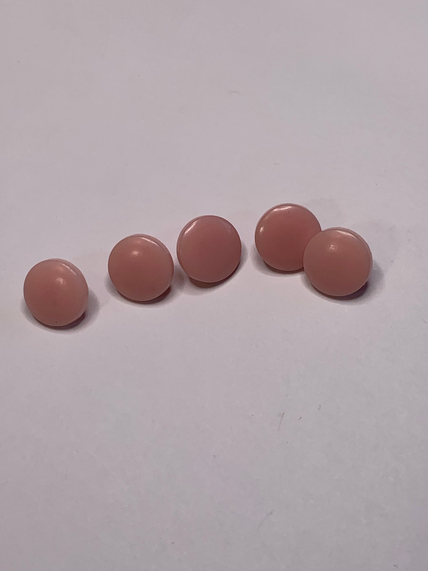 Vintage Children/Baby 5 Round Plastic Buttons, Shank, Pink, 1.2 cm, New/Old Stock