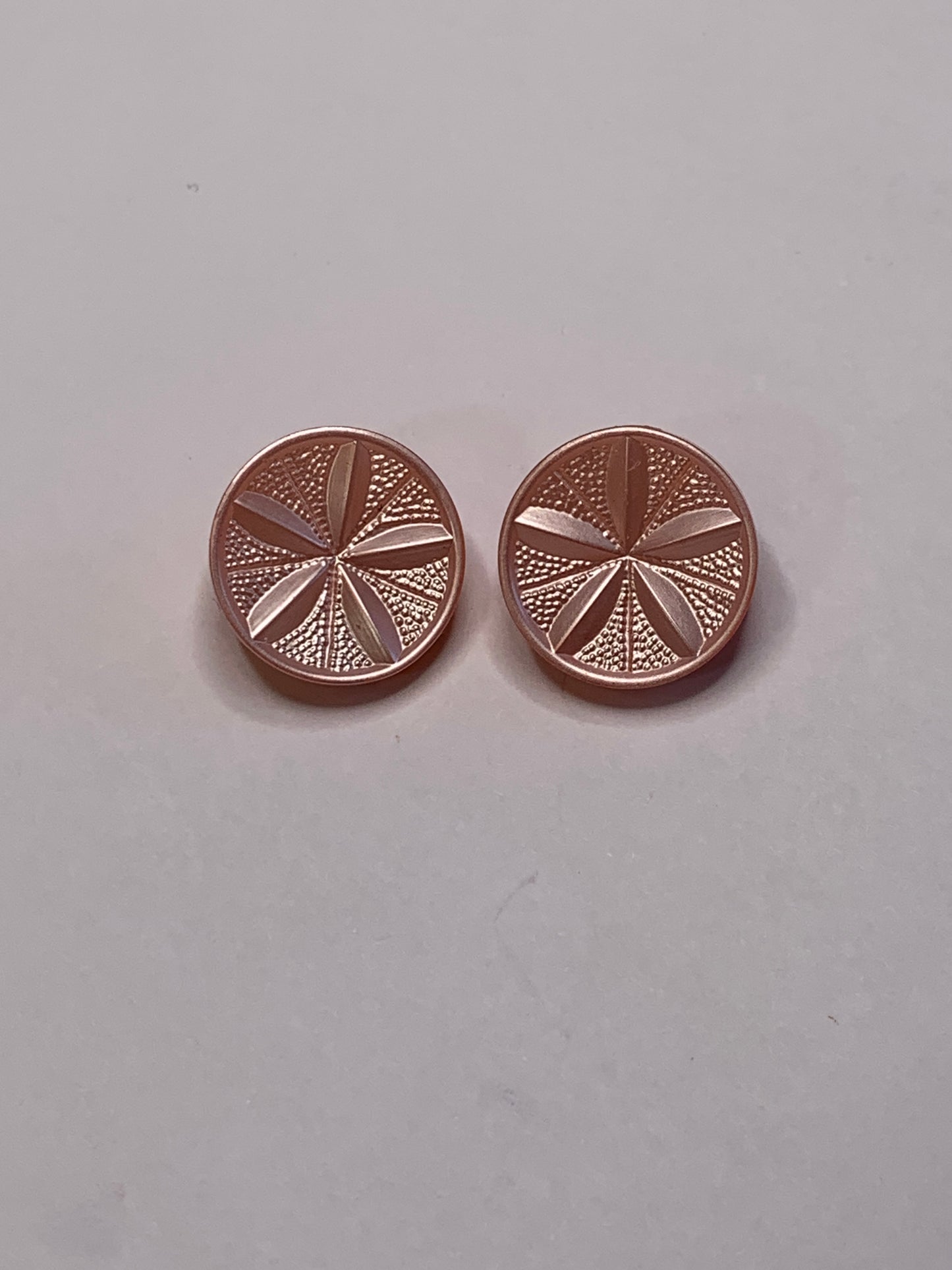 Vintage Children/Baby 2 Round Plastic Buttons, Shank, Pink, 1.5 cm, New/Old Stock