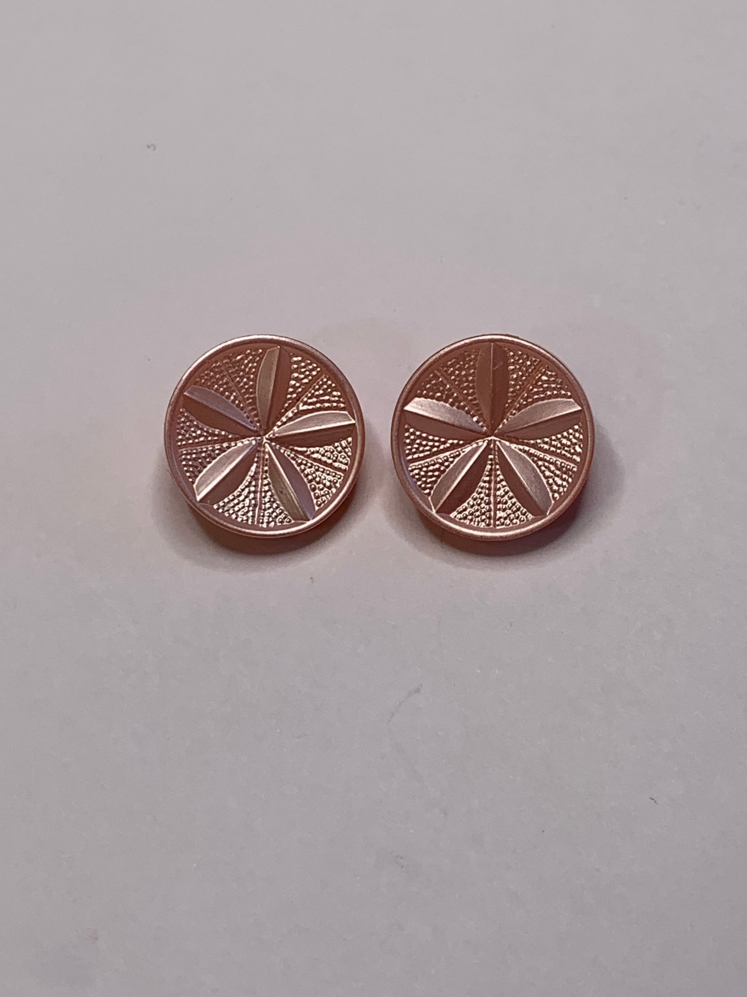 Vintage Children/Baby 2 Round Plastic Buttons, Shank, Pink, 1.5 cm, New/Old Stock