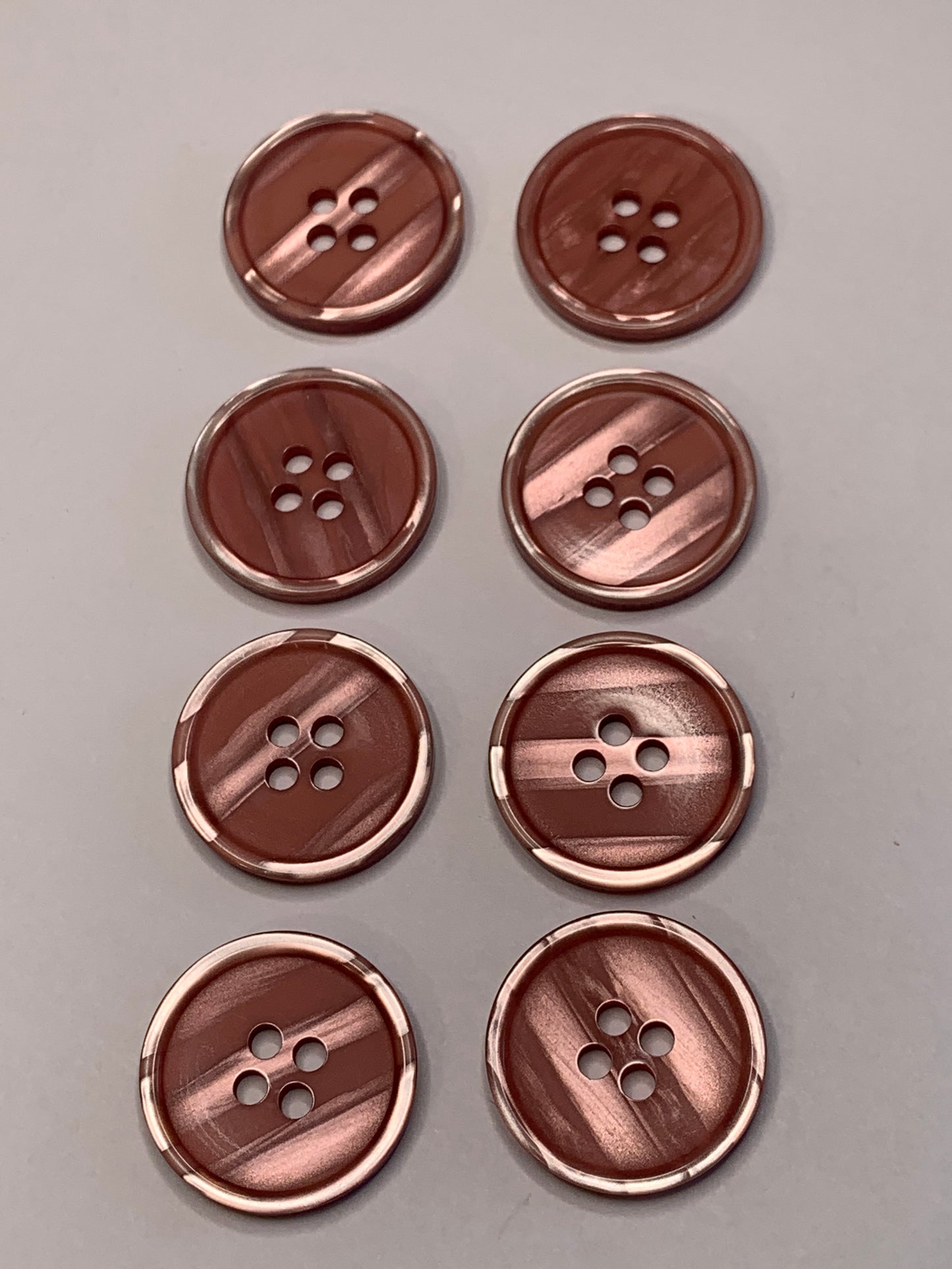 Vintage 8 Round Plastic Buttons, 4 Holes, Pink, 2.0 cm, New/Old Stock