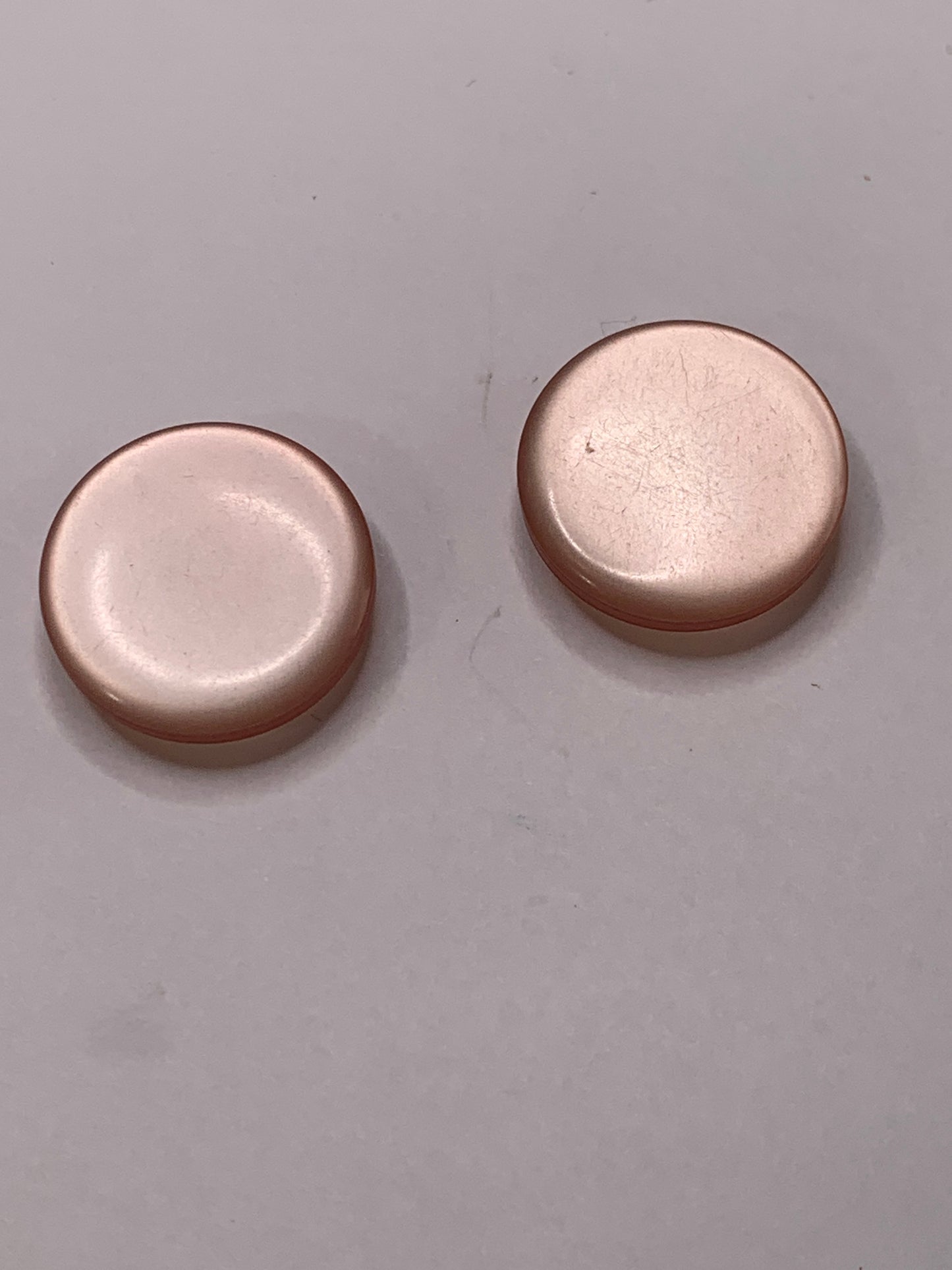 Vintage 2 Round Plastic Buttons, Shank, Pink, 2.0 cm, New/Old Stock