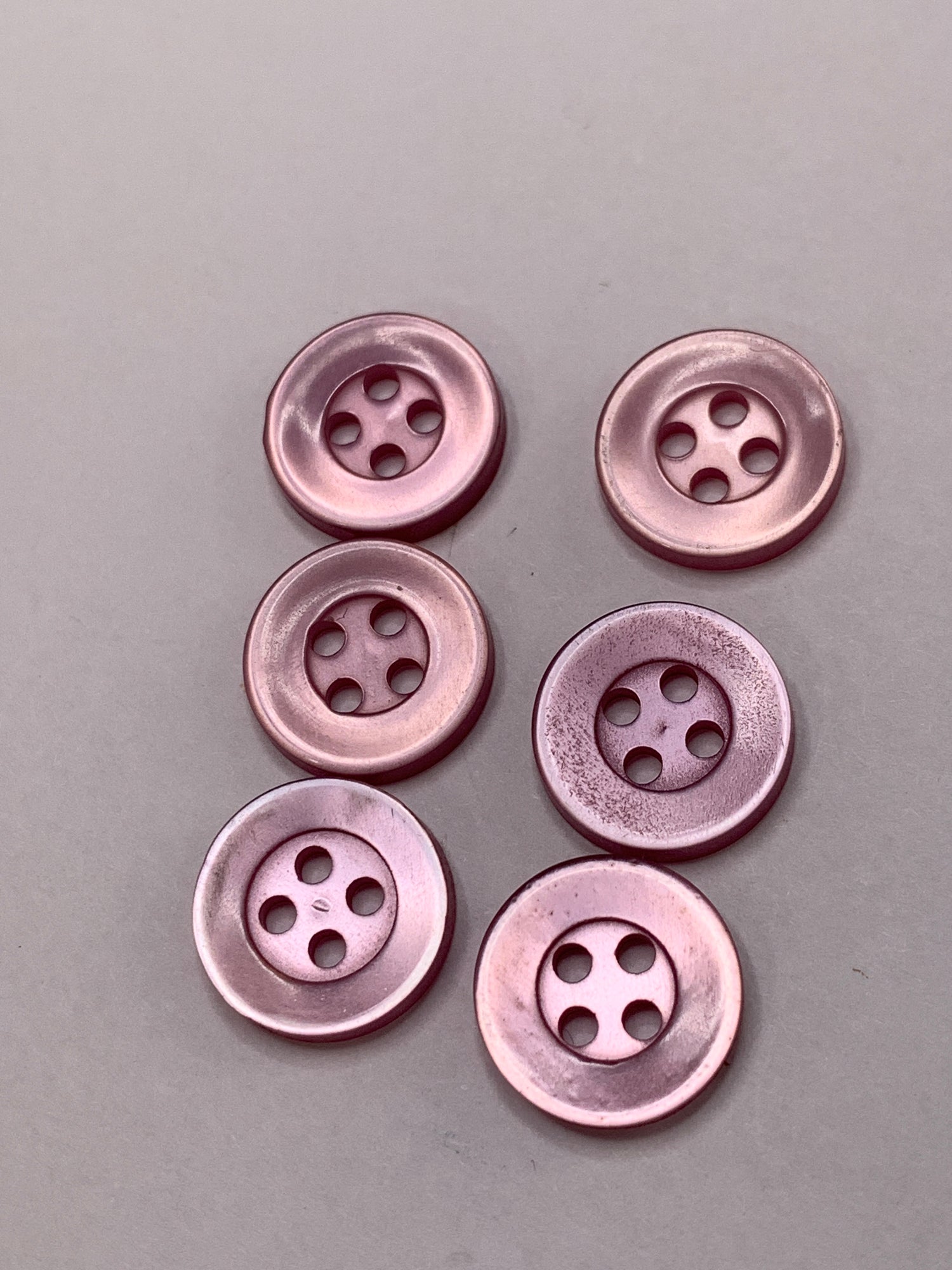 Vintage 6  Round Plastic Buttons, Shank, Medium Purple, 1.2 cm, New/Old Stock