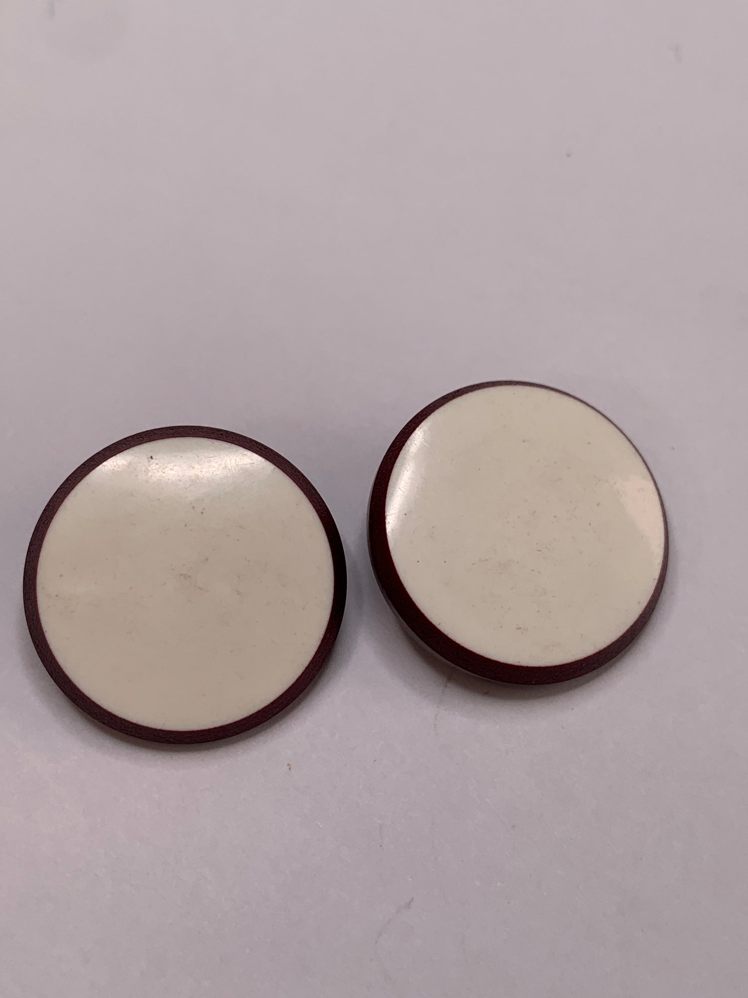 Vintage 2 Plastic Buttons, Shank, Red, 2.2, New/Old Stock