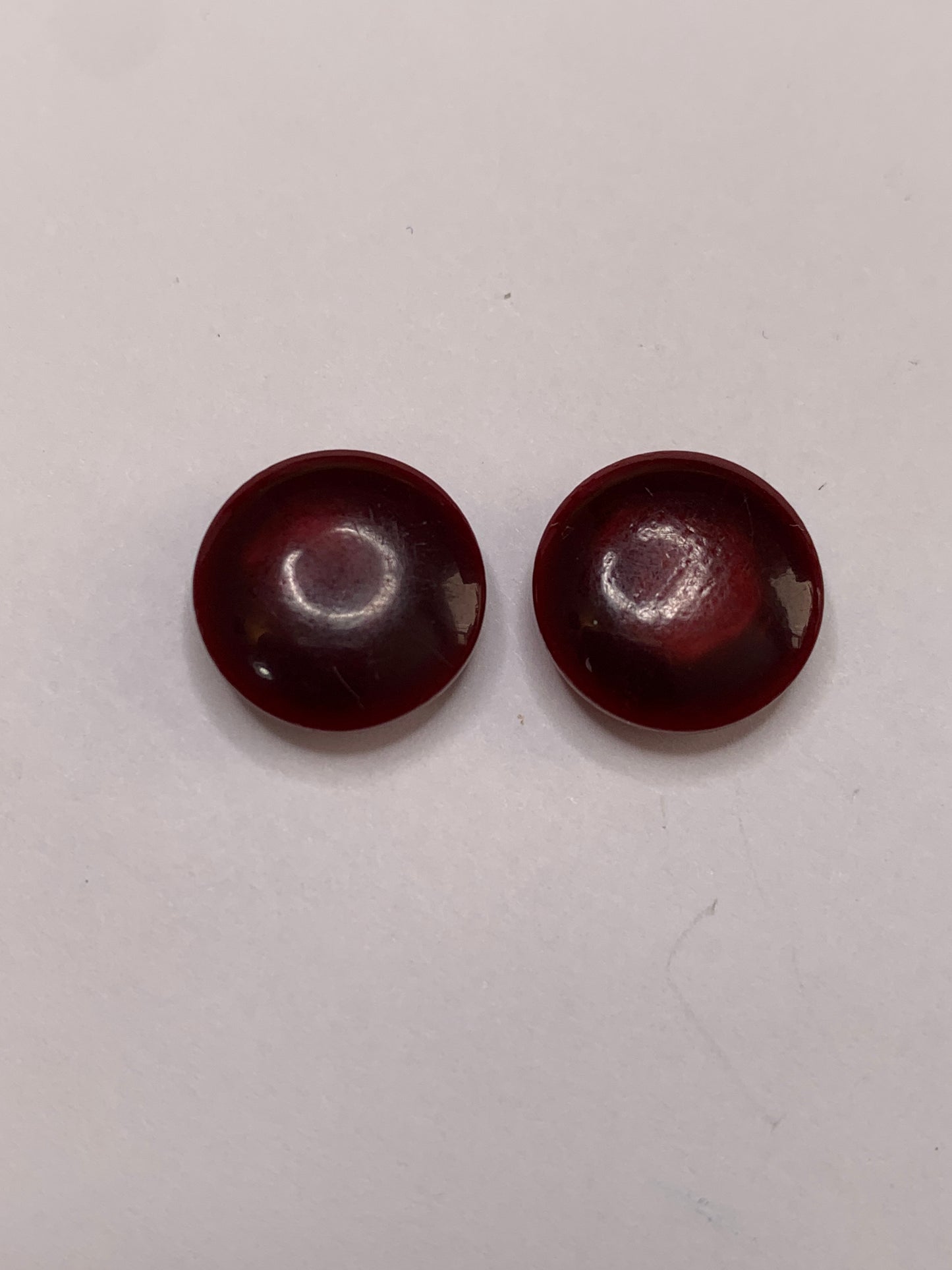 Vintage 2 Plastic Buttons, Shank, Red, 1.3 New/Old Stock