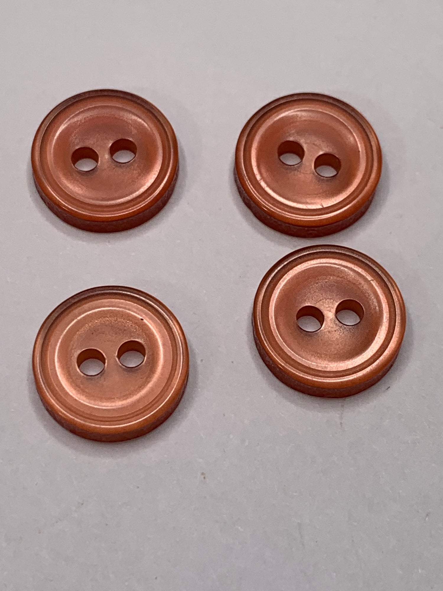 Vintage 4 Plastic Buttons, Two Holes, Red, 1.0 New/Old Stock
