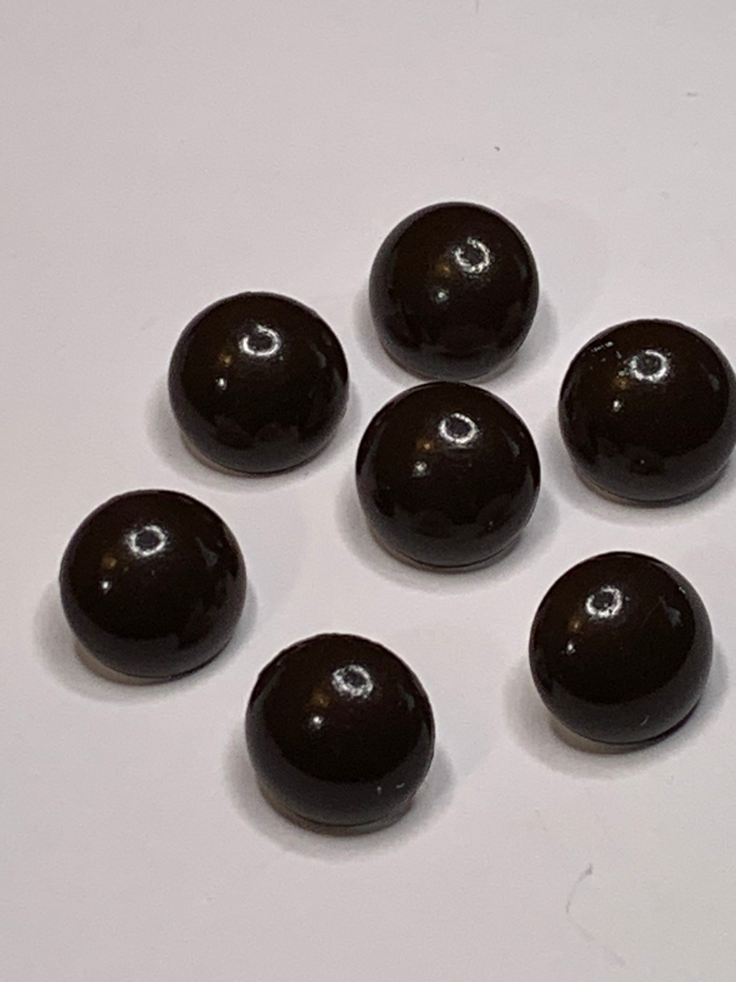 Vintage 7 Round Plastic Buttons, Shank, Brown, 1.2 cm, New/Old Stock