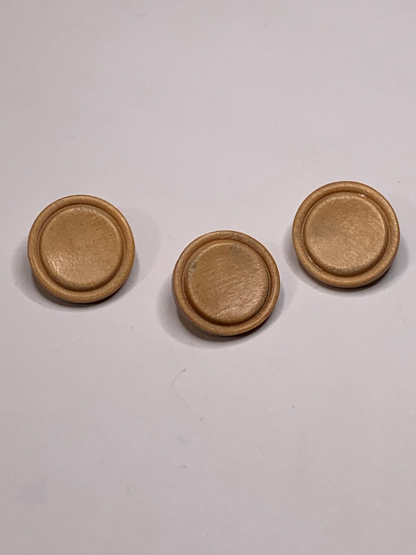 Vintage 3 Round Plastic Buttons, Shank, Brown, 1.8 cm, New/Old Stock