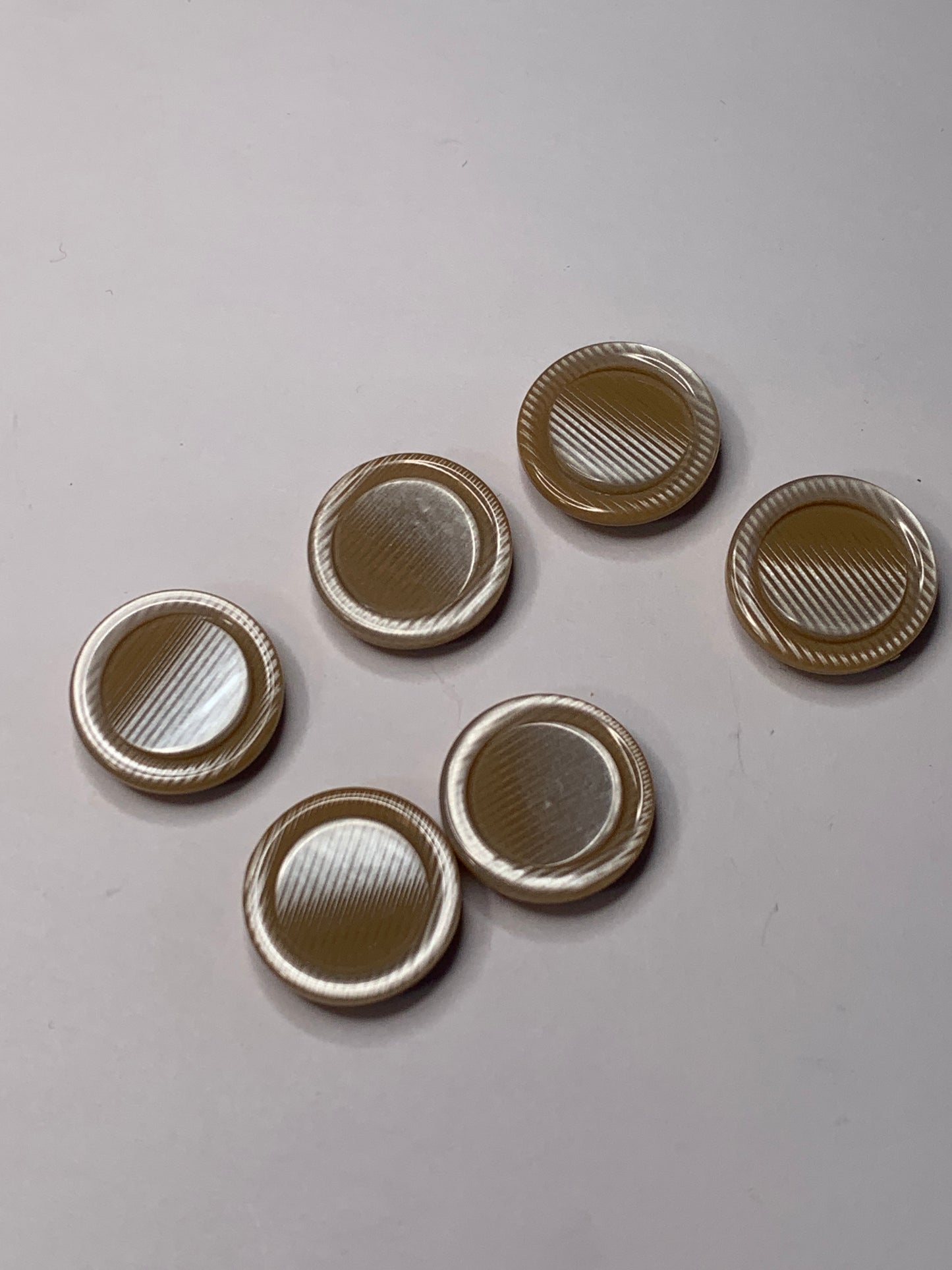 Vintage 6 Round Plastic Buttons, Shank, Brown, 1.8 cm, New/Old Stock