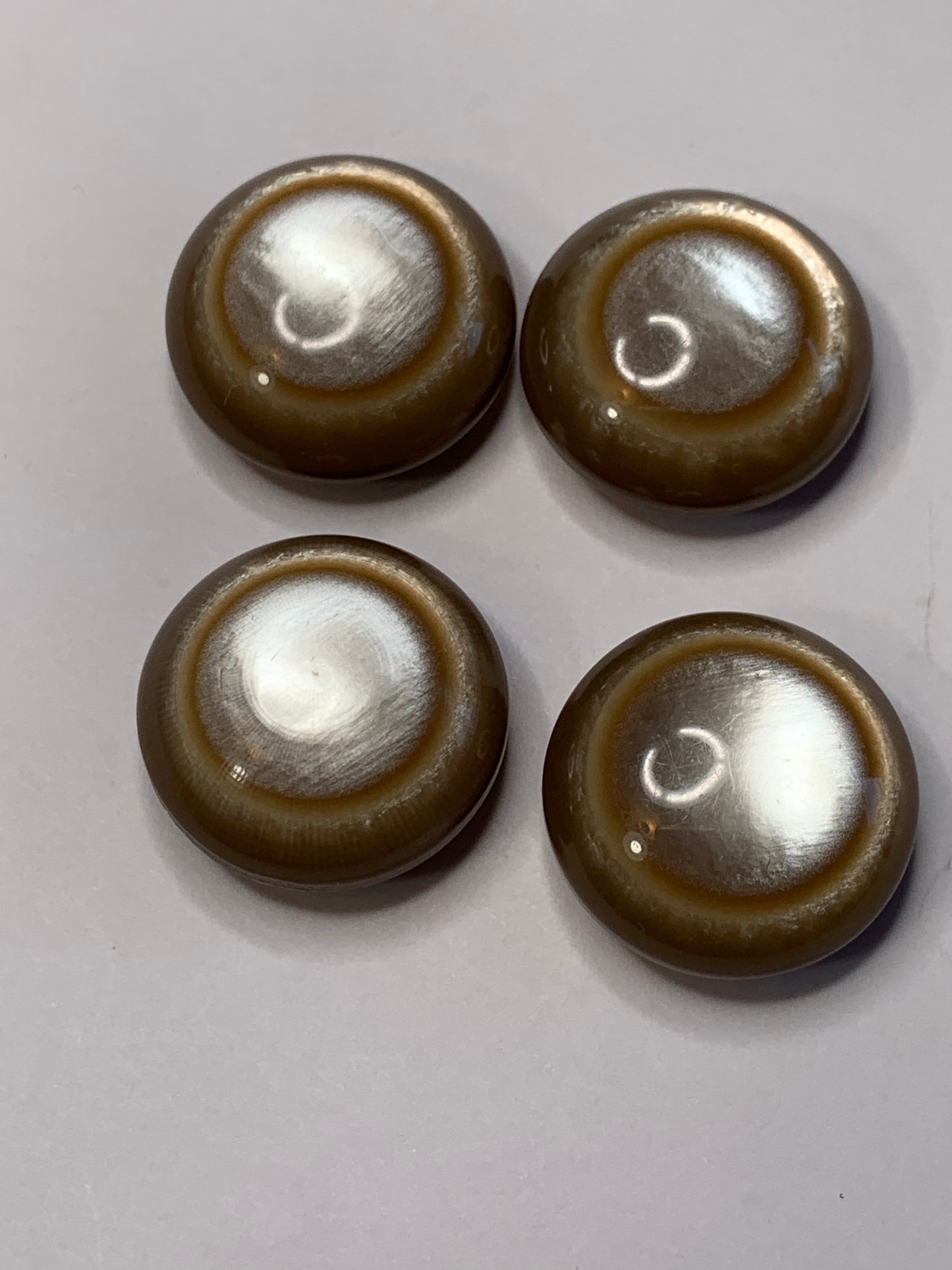 Vintage 4 Round Plastic Buttons, Shank, Brown, 2.2 cm, New/Old Stock