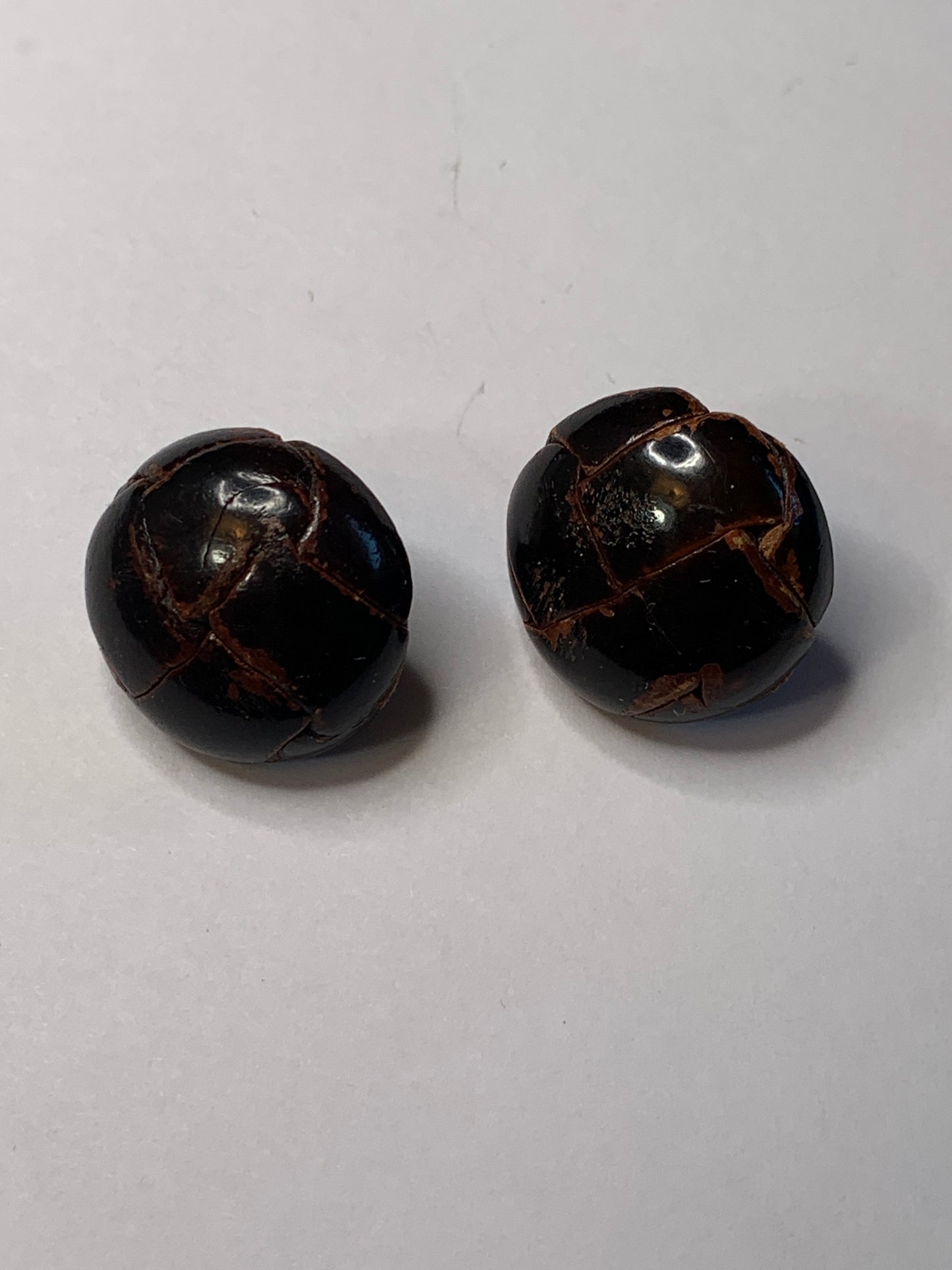 Vintage 2 Round Plastic Buttons, Shank, Brown, 2.0 cm, New/Old Stock