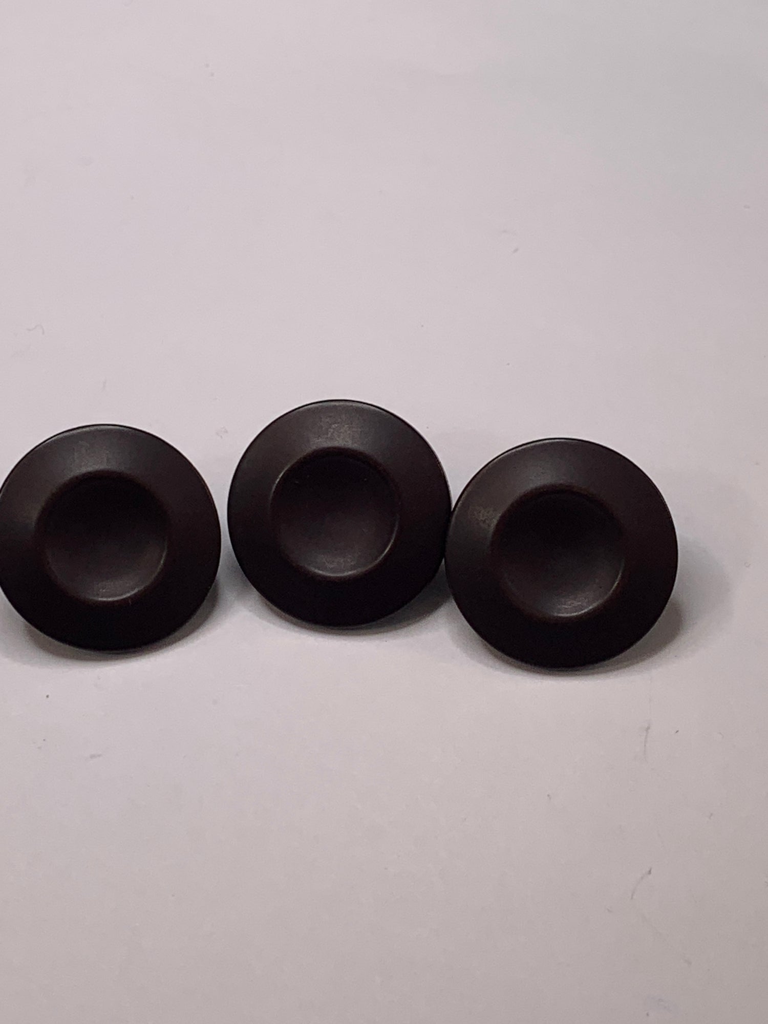 Vintage 3 Round Plastic Buttons, Shank, Brown, 2.2 cm, New/Old Stock