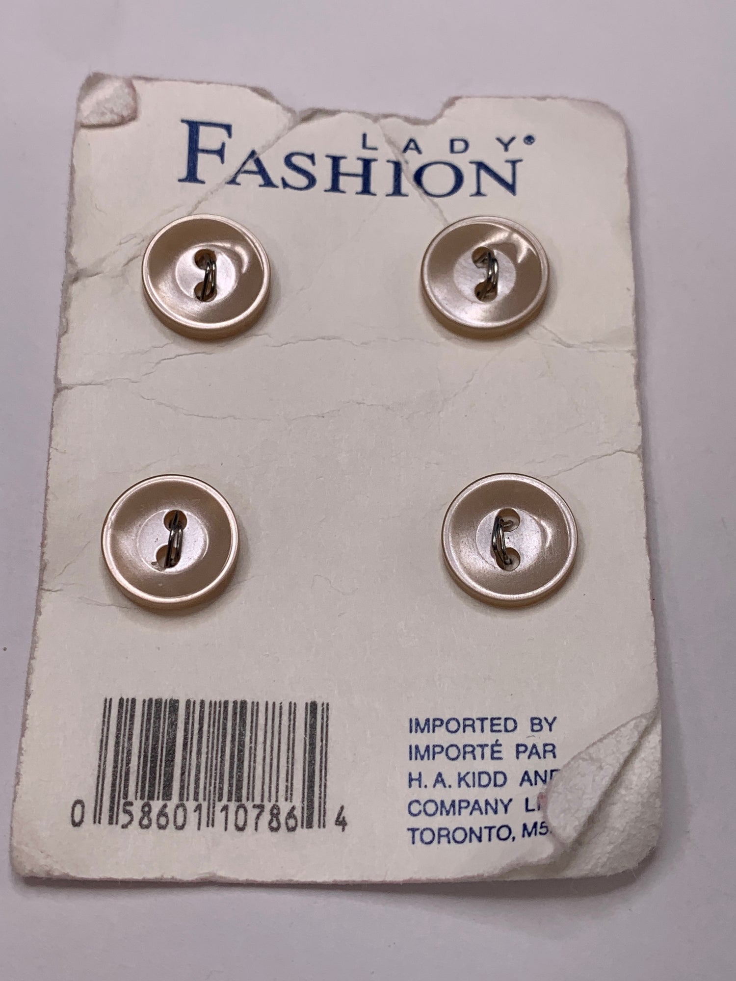 Vintage 4 Round Plastic Buttons, Two Holes, Brown, 1.0 cm, New/Old Stock