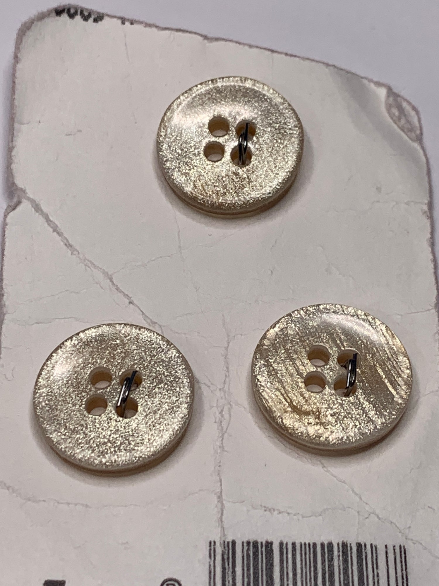 Vintage 3 Round Plastic Buttons, Four Holes, Brown, 1.5 cm, New/Old Stock