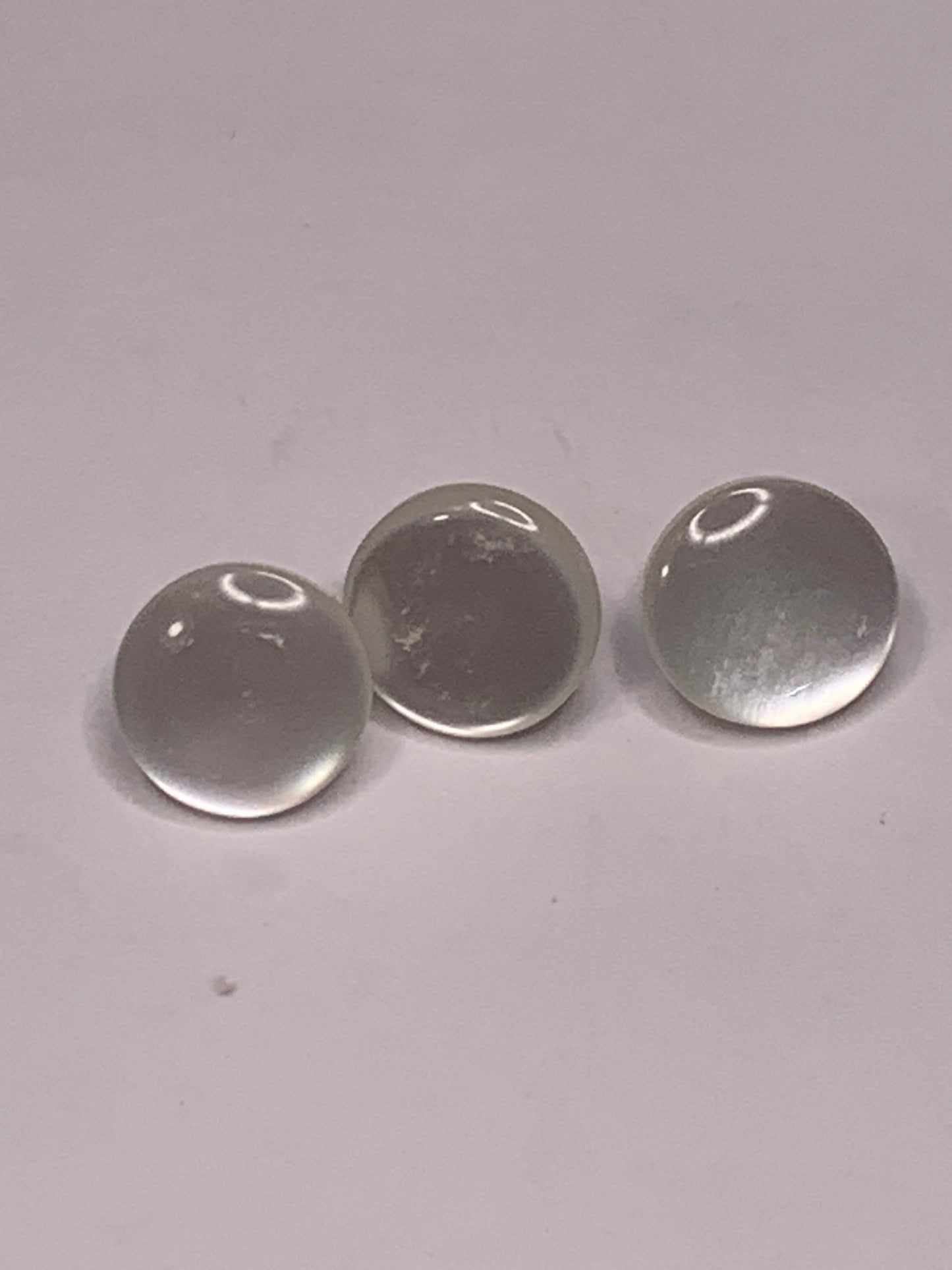 Vintage Baby/Children 3 Round Plastic Buttons, Shank, White, .08 cm, New/Old Stock
