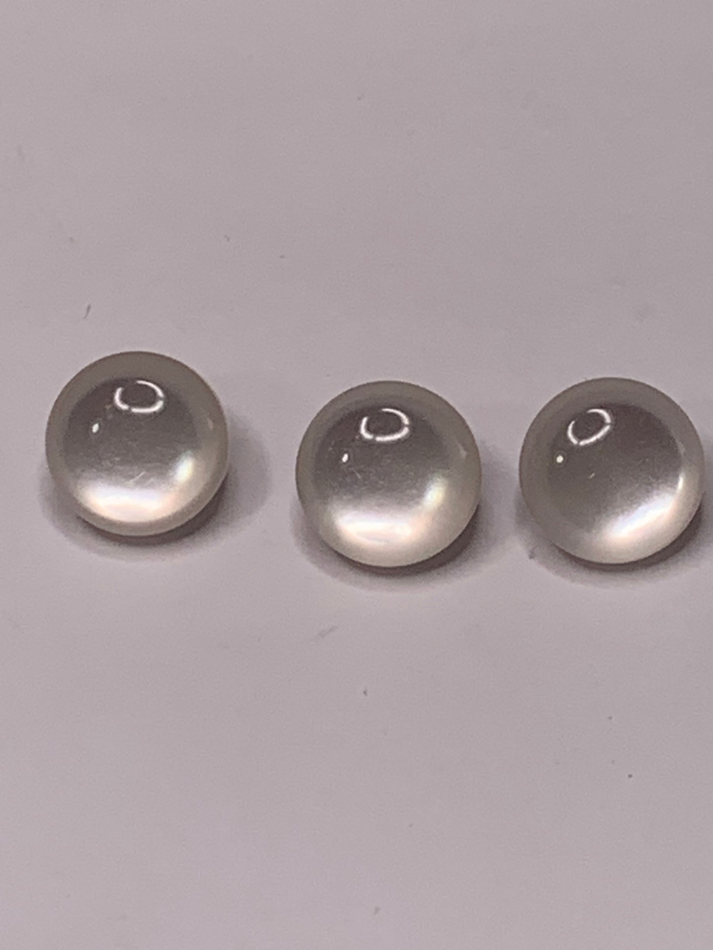 Vintage Baby/Children 3 Round Plastic Buttons, Shank, White, 1.2 cm, New/Old Stock