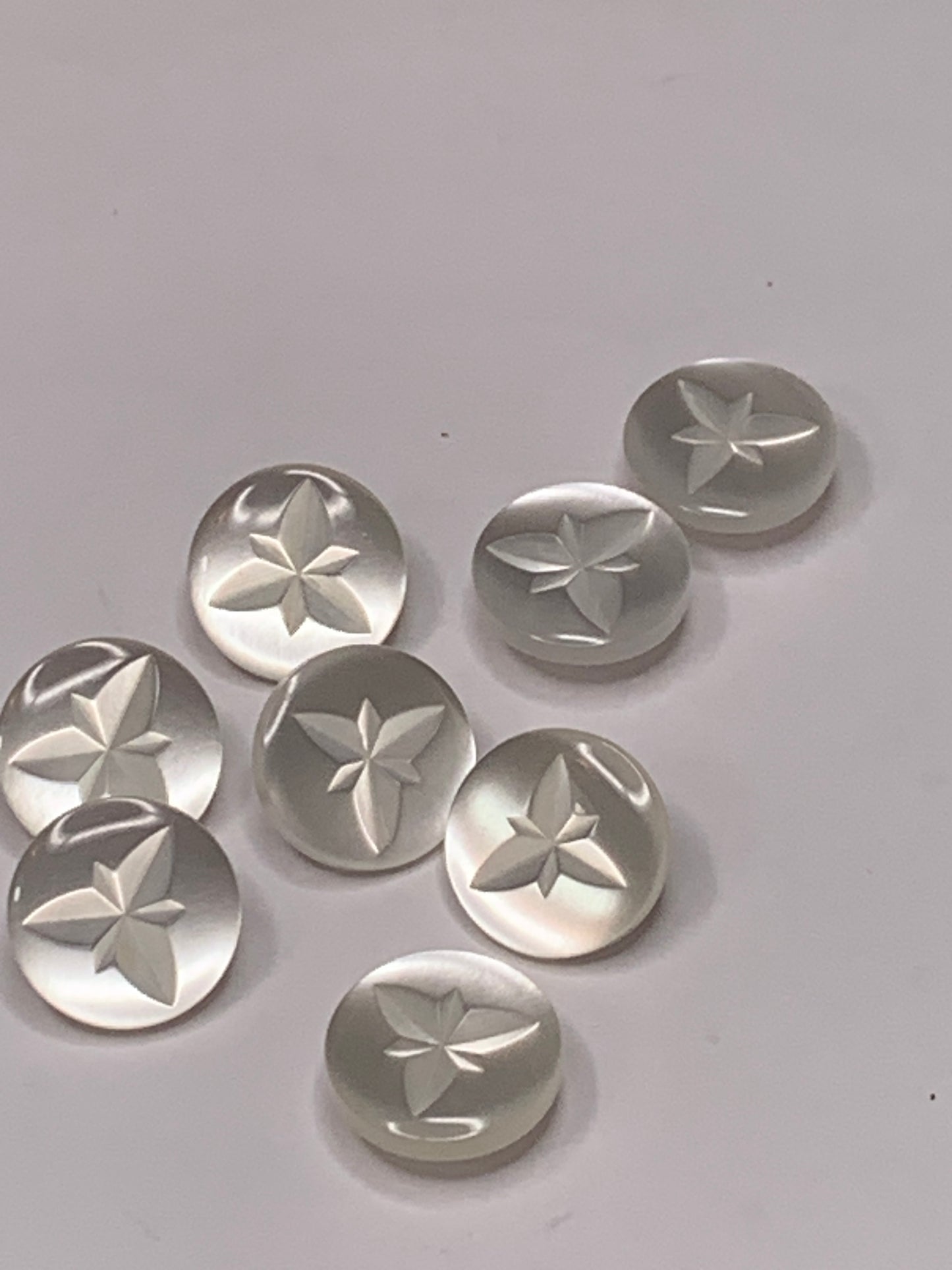 Vintage Baby/Children 8 Round Plastic Buttons, Shank, White, 1.2 cm, New/Old Stock