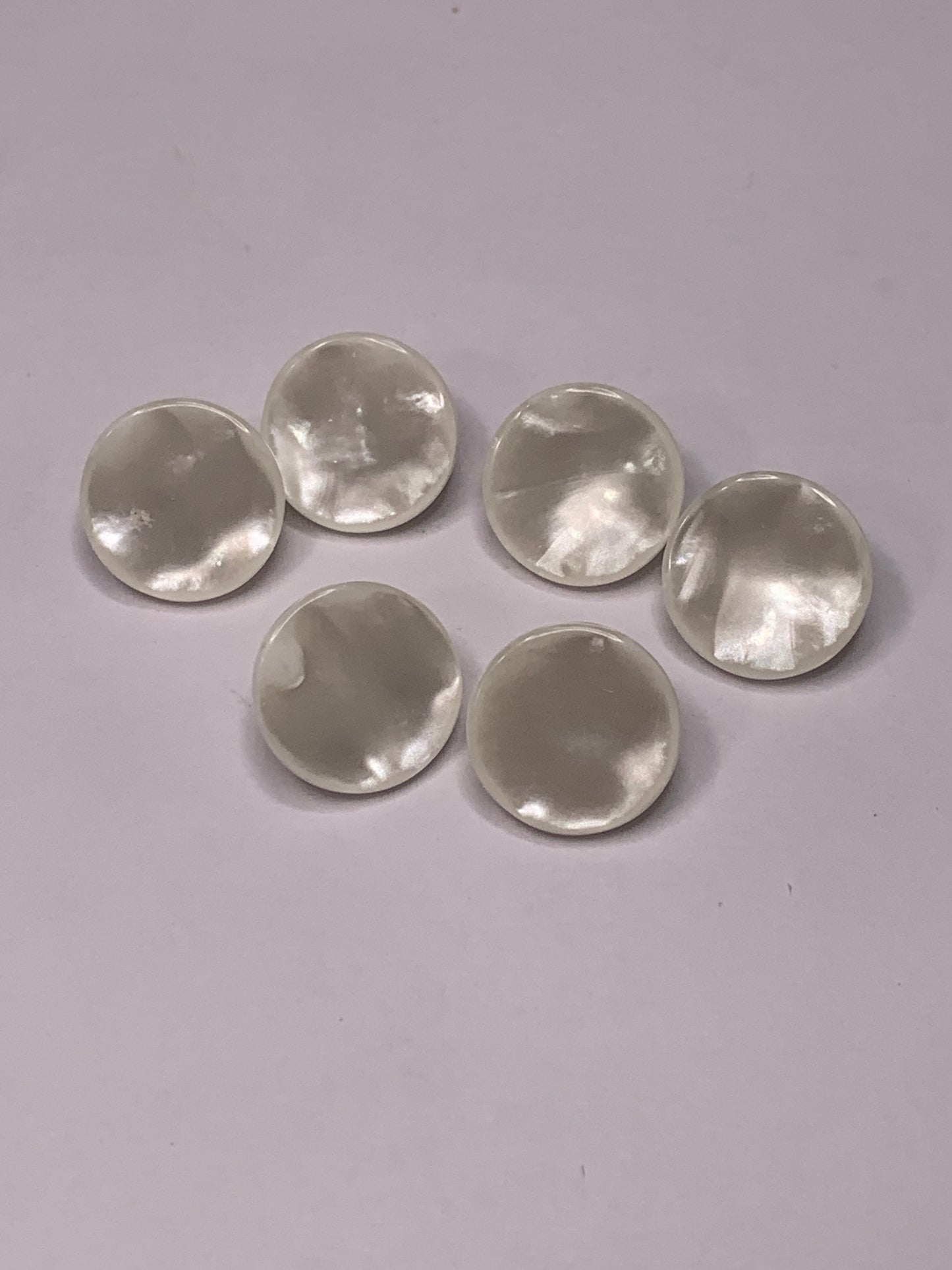 Vintage Baby/Children 6 Round Plastic Buttons, Shank, White, 1.2 cm, New/Old Stock