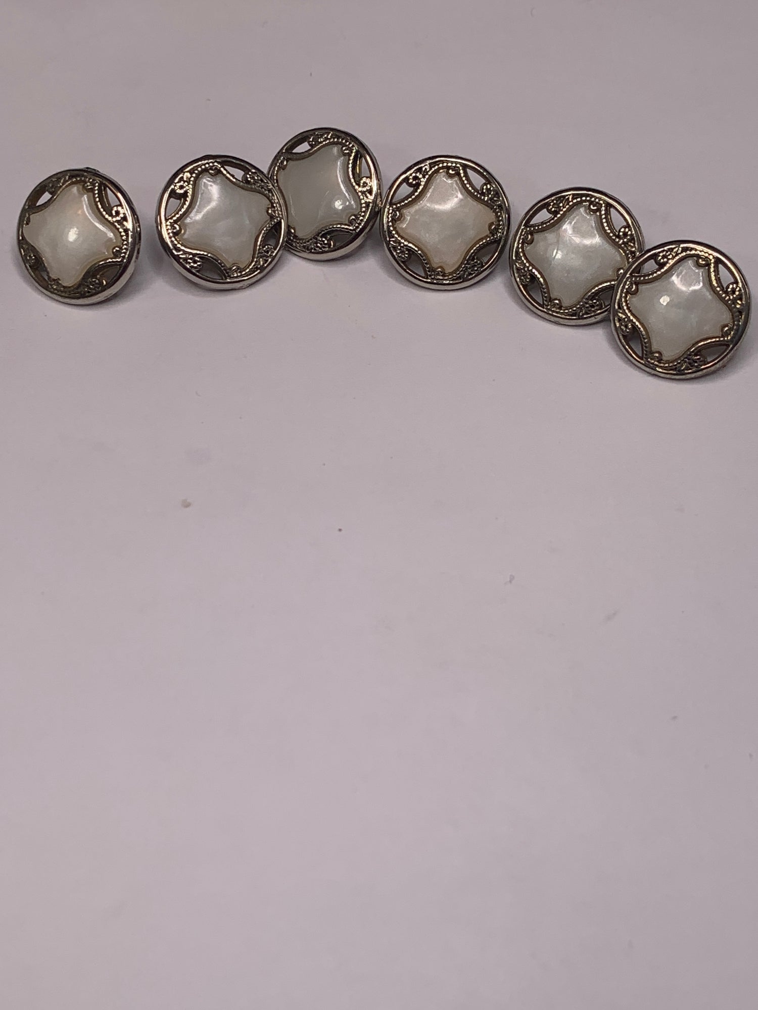 Vintage Baby/Children 6 Round Plastic Buttons, Shank, White, 1.2 cm, New/Old Stock