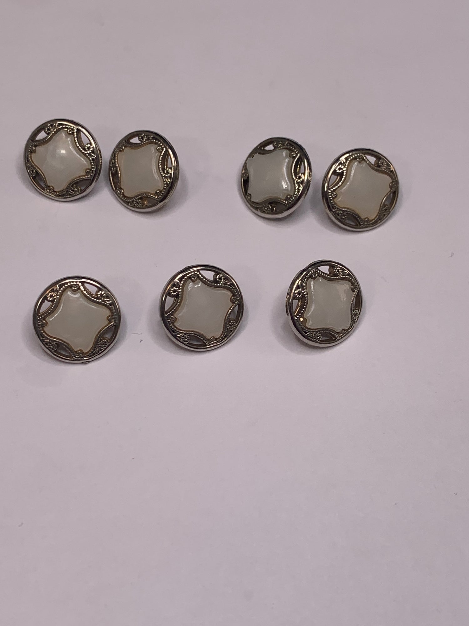 Vintage Baby/Children 7 Round Plastic Buttons, Shank, White, 1.2 cm, New/Old Stock