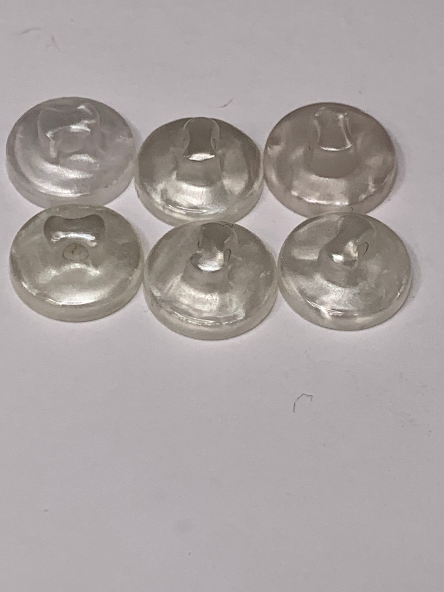 Vintage Baby/Children 6 Round Plastic Buttons, Shank, White, 1.2 cm, New/Old Stock