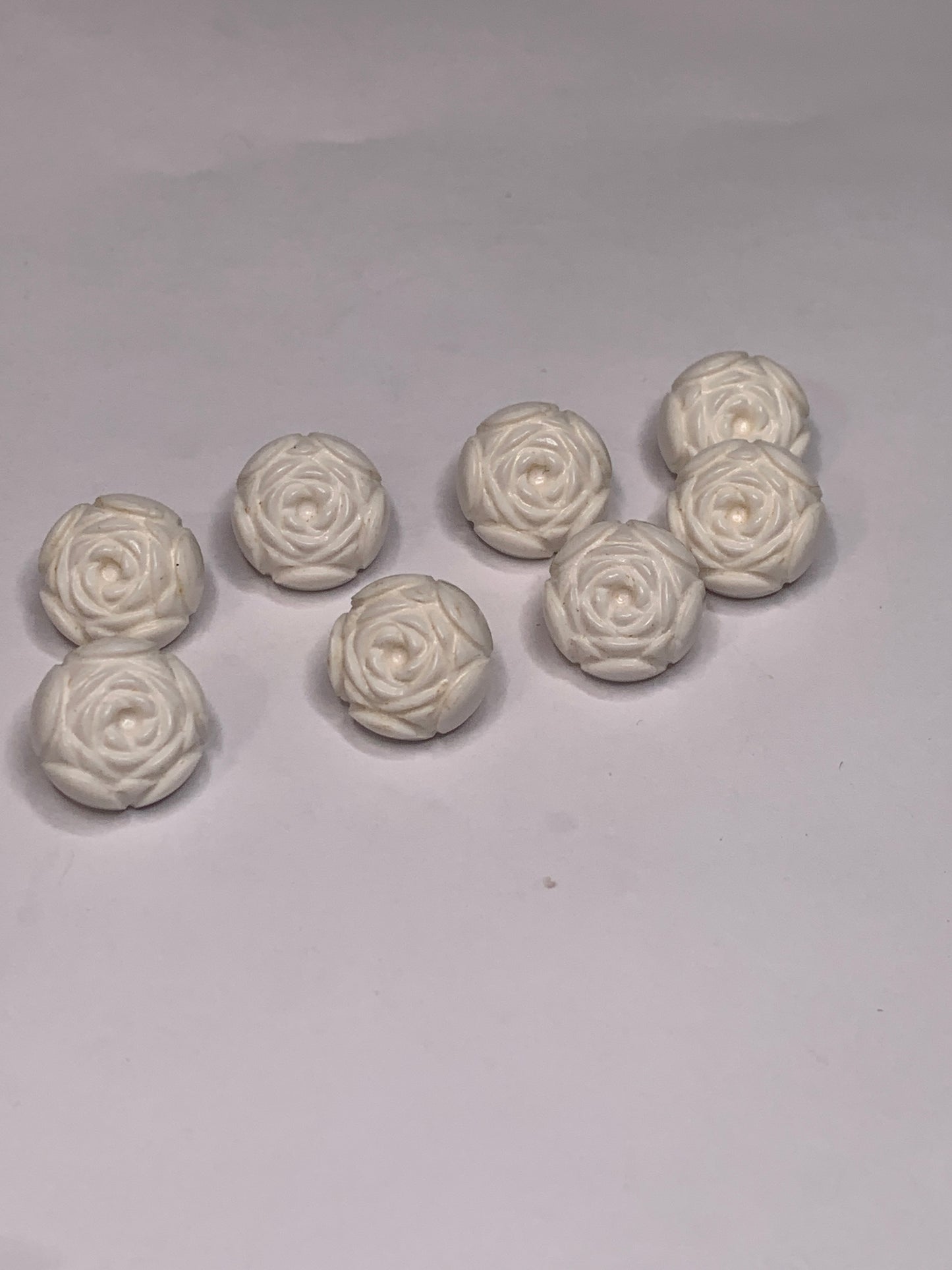 Vintage Baby/Children 8 Round Plastic Buttons, Shank, White, 1.2 cm, New/Old Stock