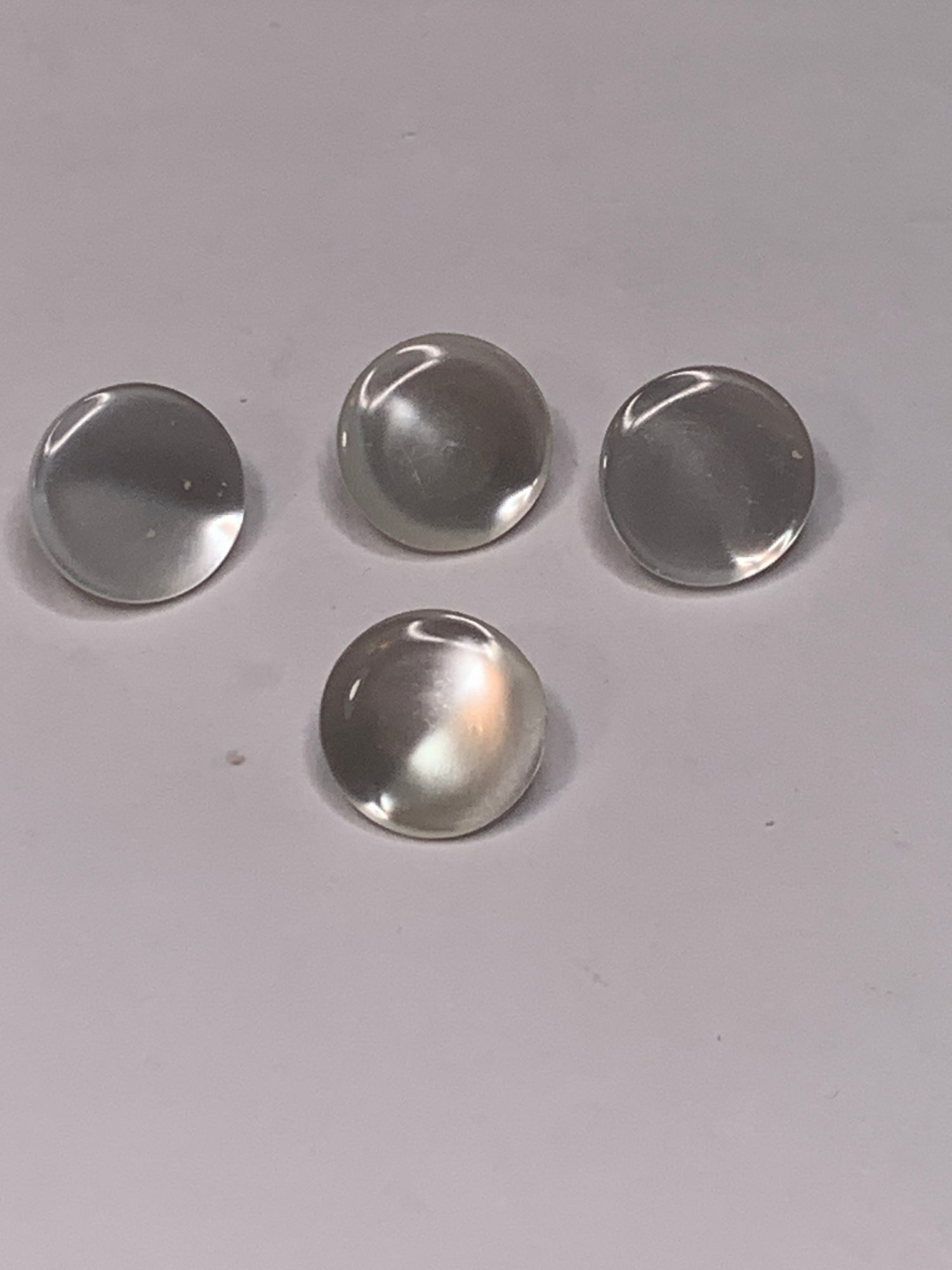 Vintage Baby/Children 4 Round Plastic Buttons, Shank, White, 1.2 cm, New/Old Stock