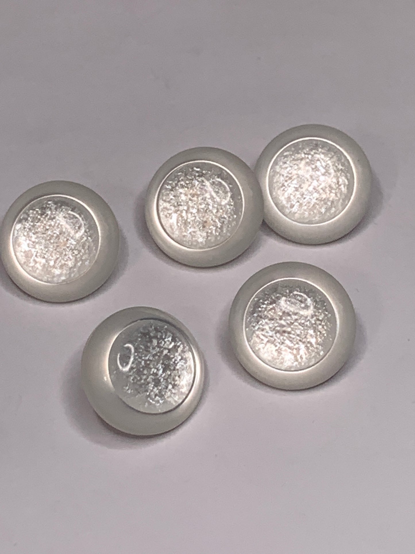 Vintage Baby/Children 5 Round Plastic Buttons, Shank, White, 1.5 cm, New/Old Stock