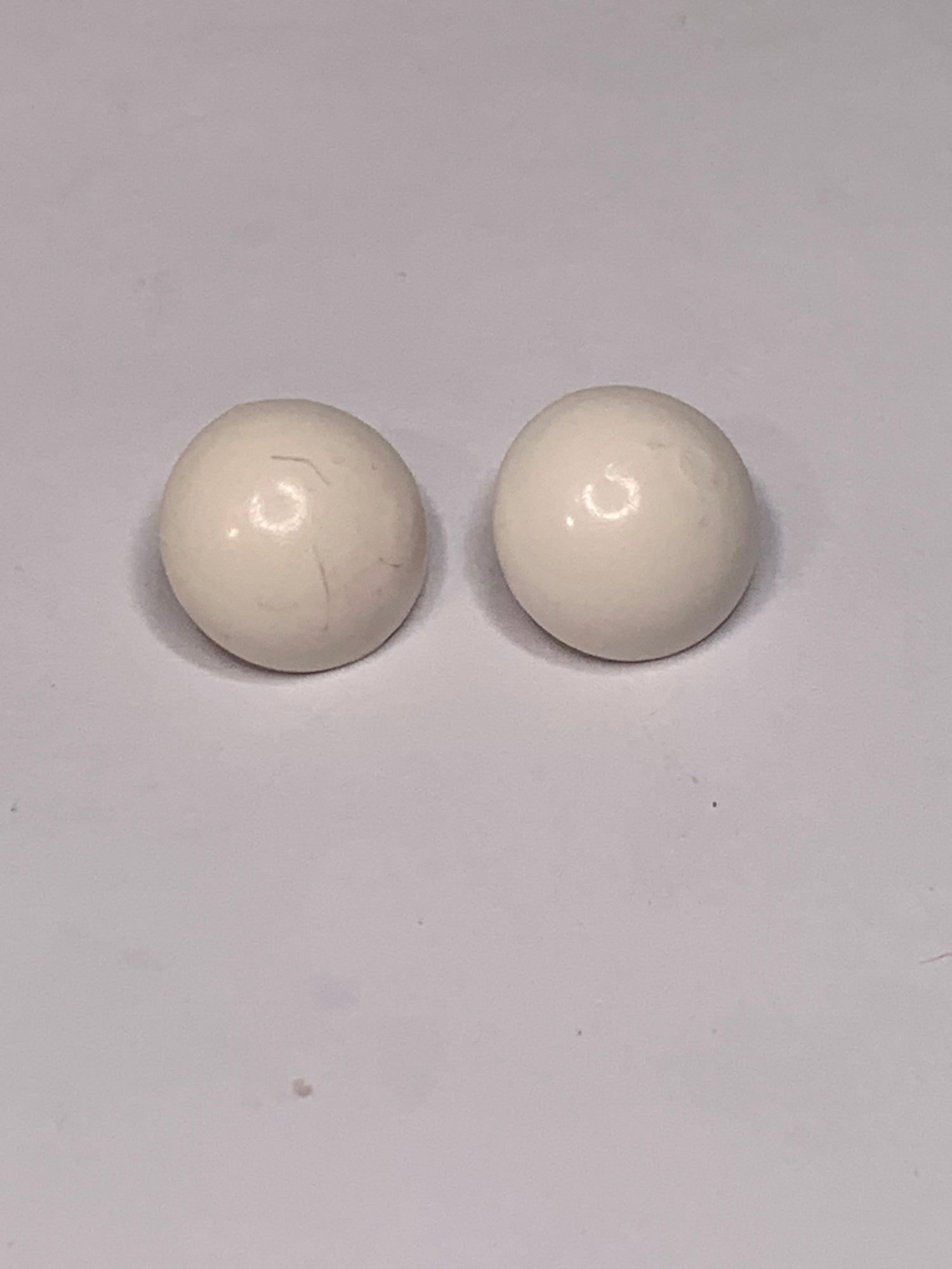 Vintage Baby/Children 2 Round Plastic Buttons, Shank, White, 1.3 cm, New/Old Stock