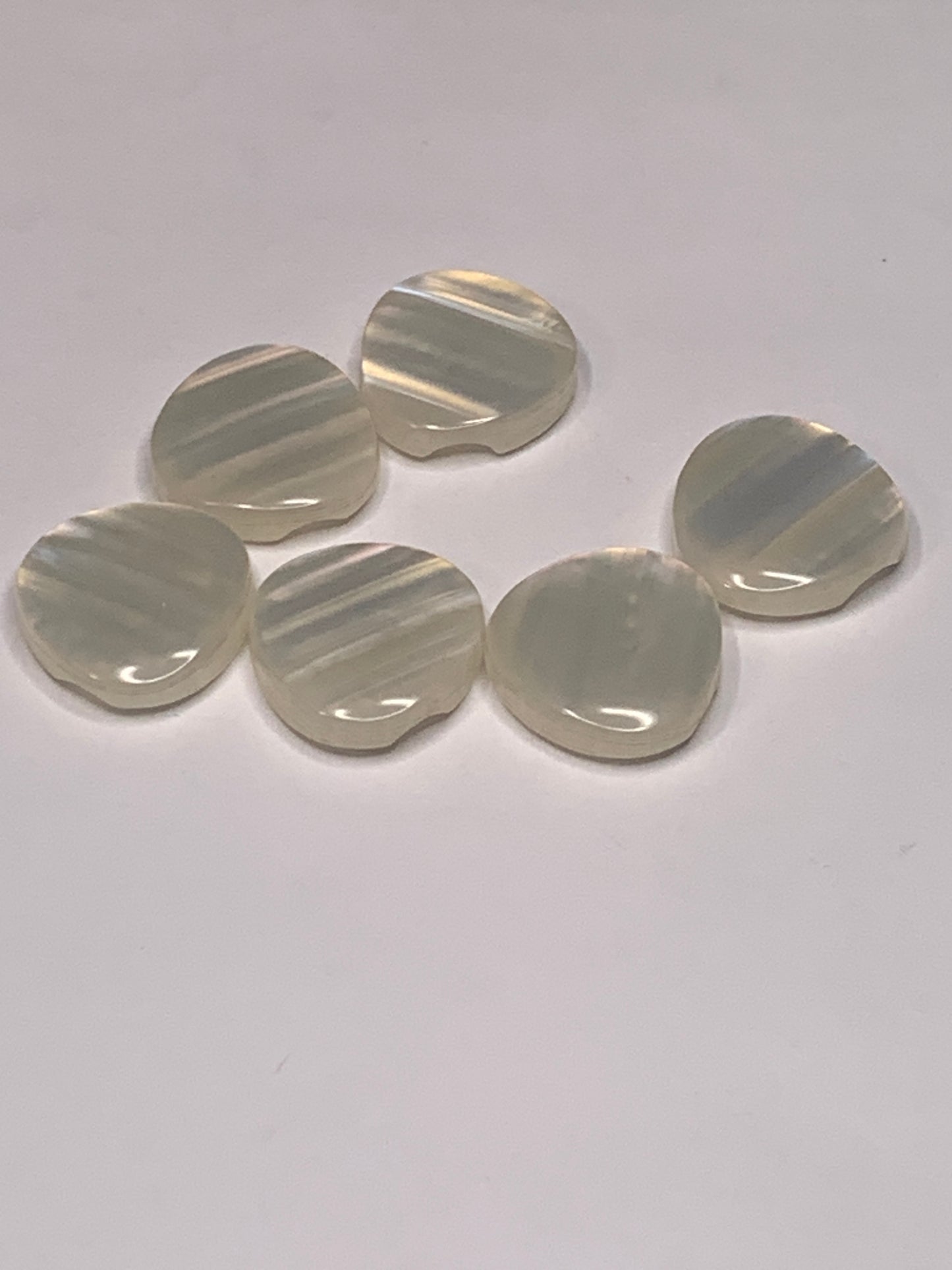 Vintage Baby/Children 6 Round Plastic Buttons, Shank, White, 1.5 cm, New/Old Stock