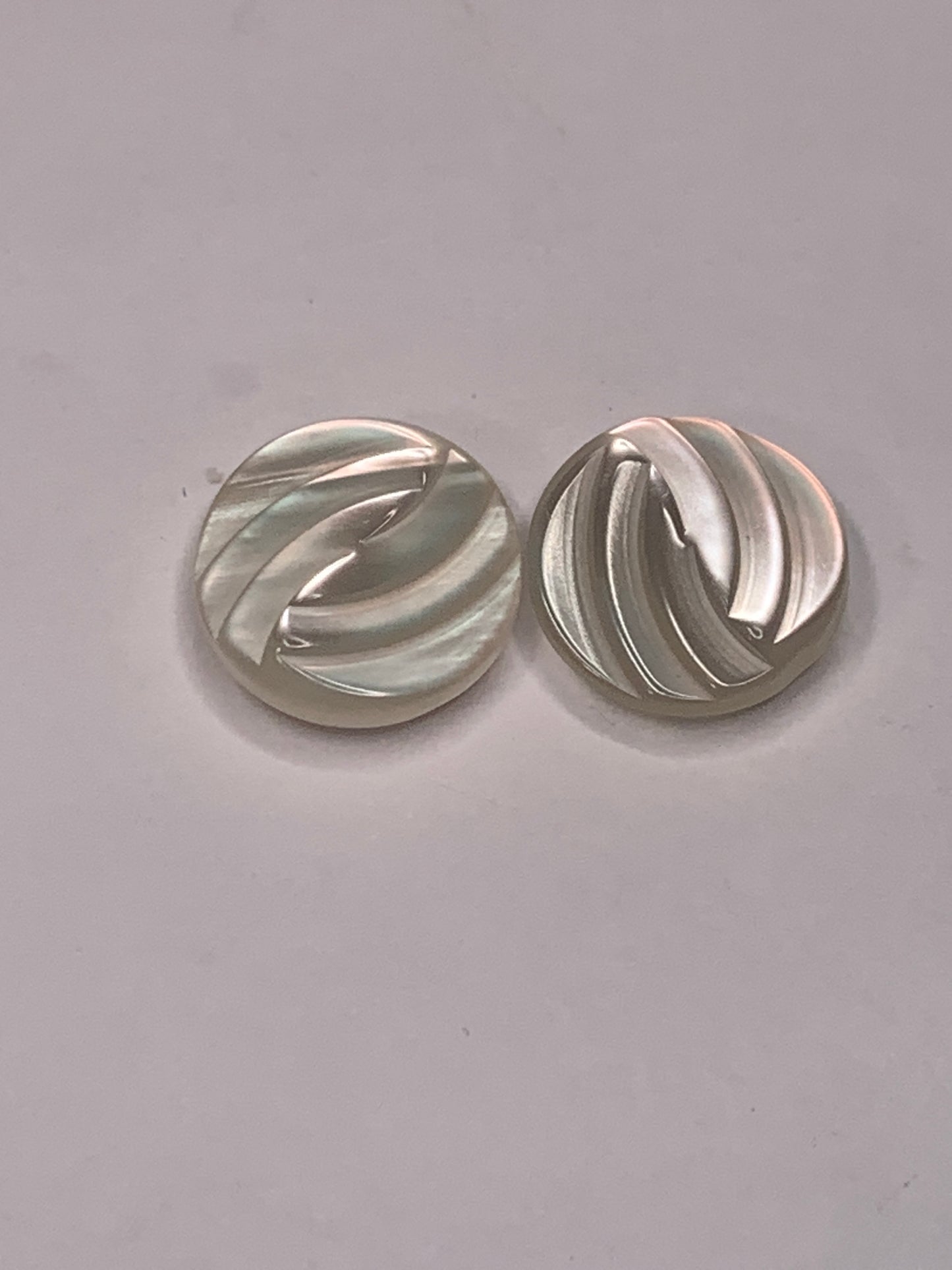 Vintage Baby/Children 2 Round Plastic Buttons, Shank, White, 1.5 cm, New/Old Stock