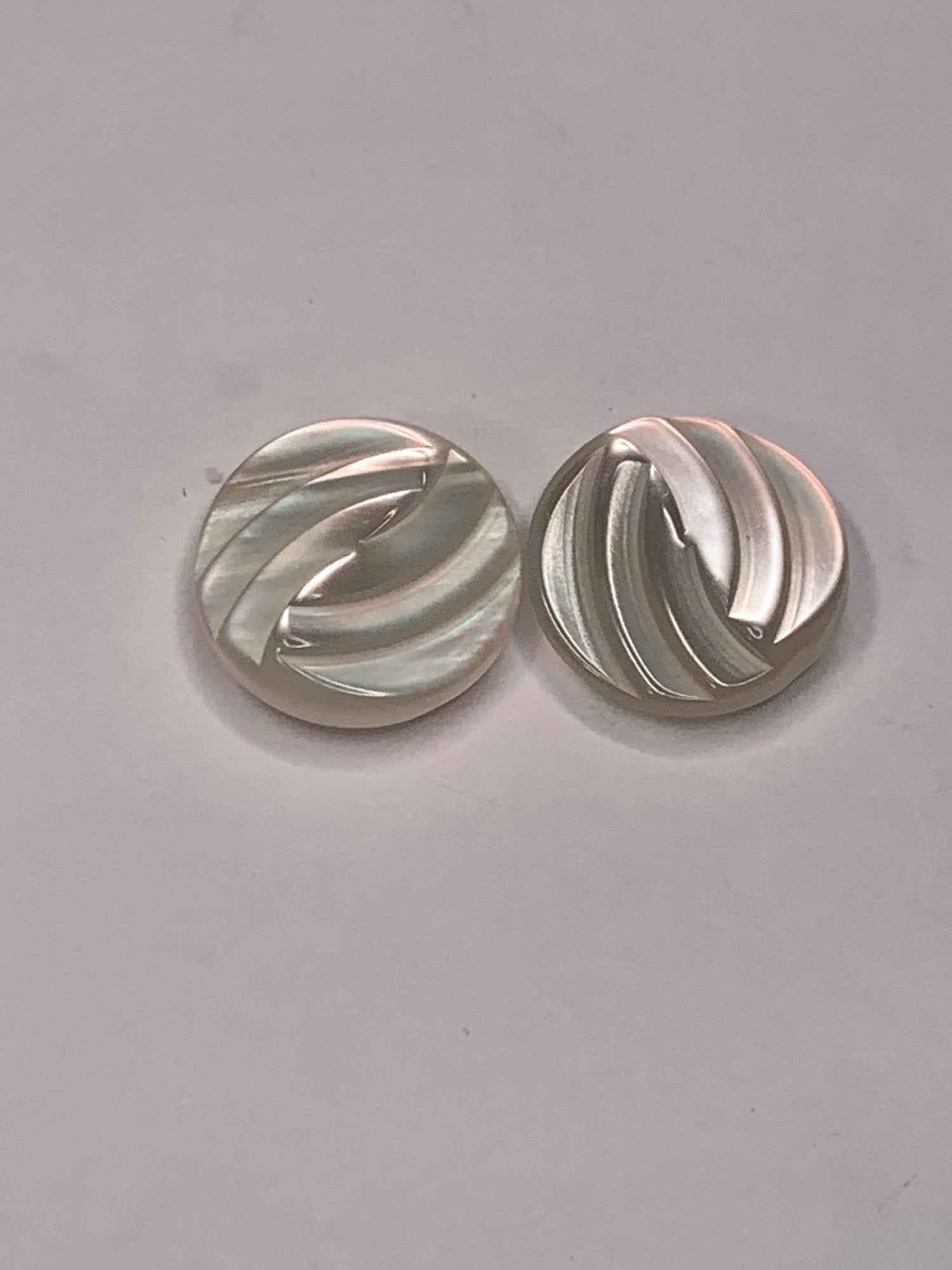 Vintage Baby/Children 2 Round Plastic Buttons, Shank, White, 1.5 cm, New/Old Stock