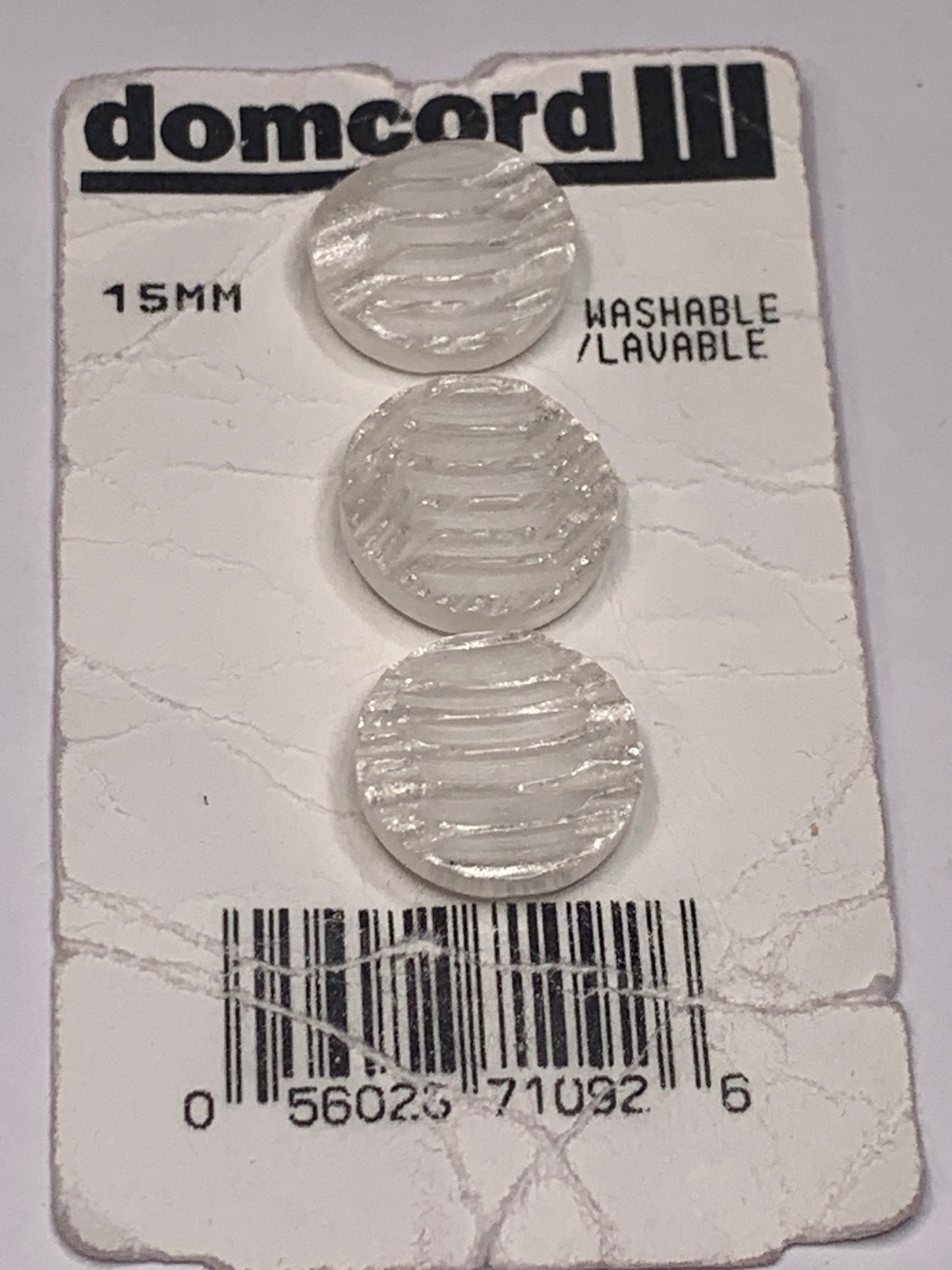 Vintage Baby/Children 3 Round Plastic Buttons, Shank, White, 1.5 cm, New/Old Stock