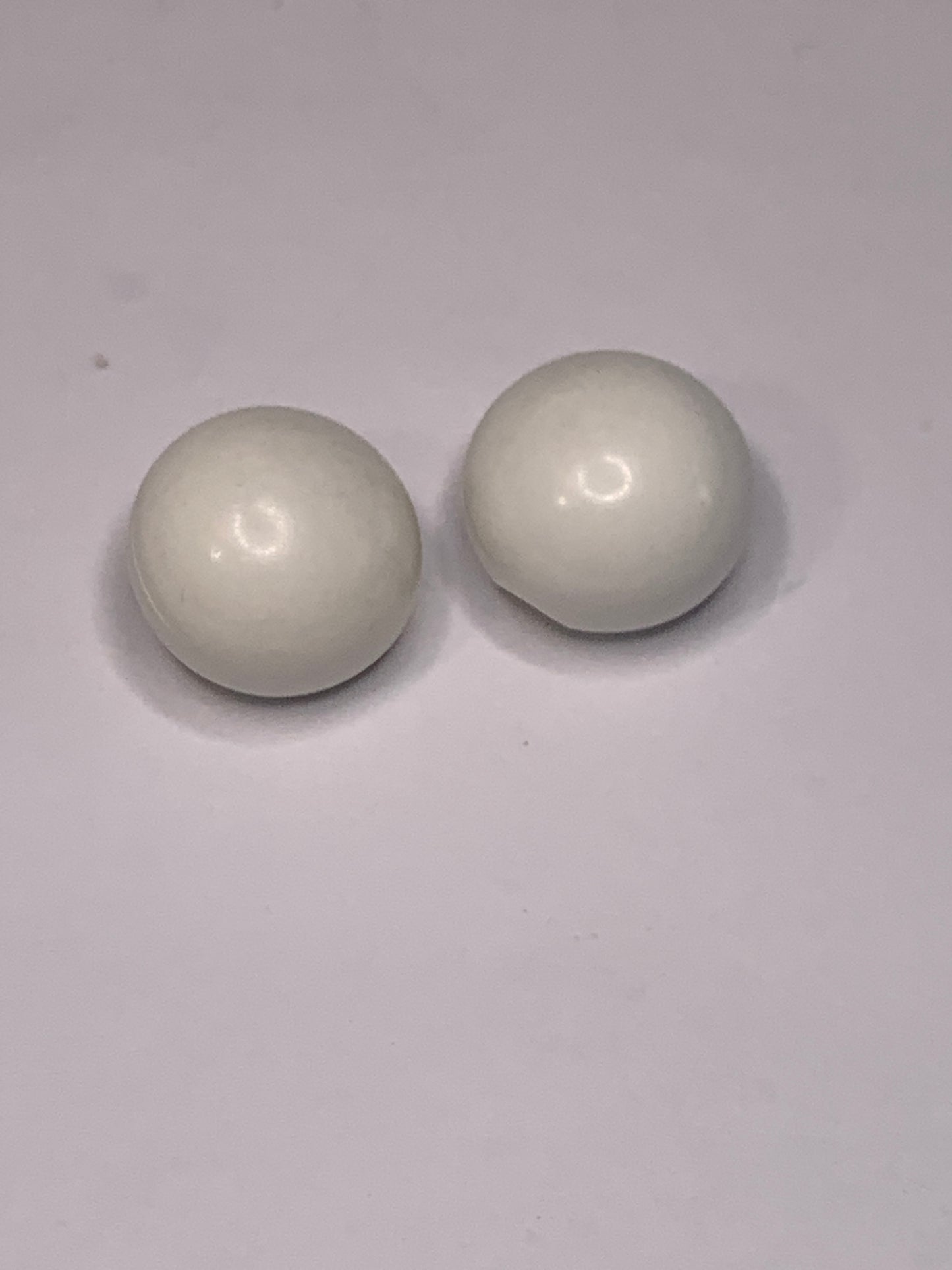 Vintage Baby/Children 2 Round Plastic Buttons, Shank, White, 1.5 cm, New/Old Stock