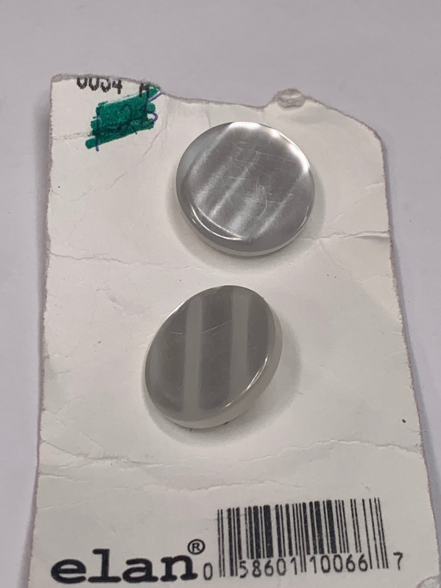 Vintage 2 Round Plastic Buttons, Shank, White, 1.8 cm, New/Old Stock