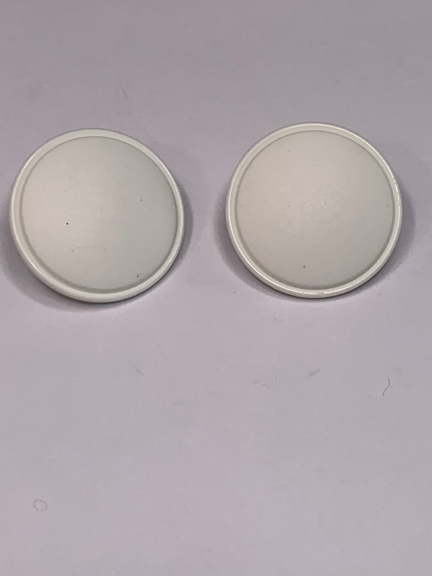 Vintage 2 Round Plastic Buttons, Shank, White, 2.0 cm, New/Old Stock