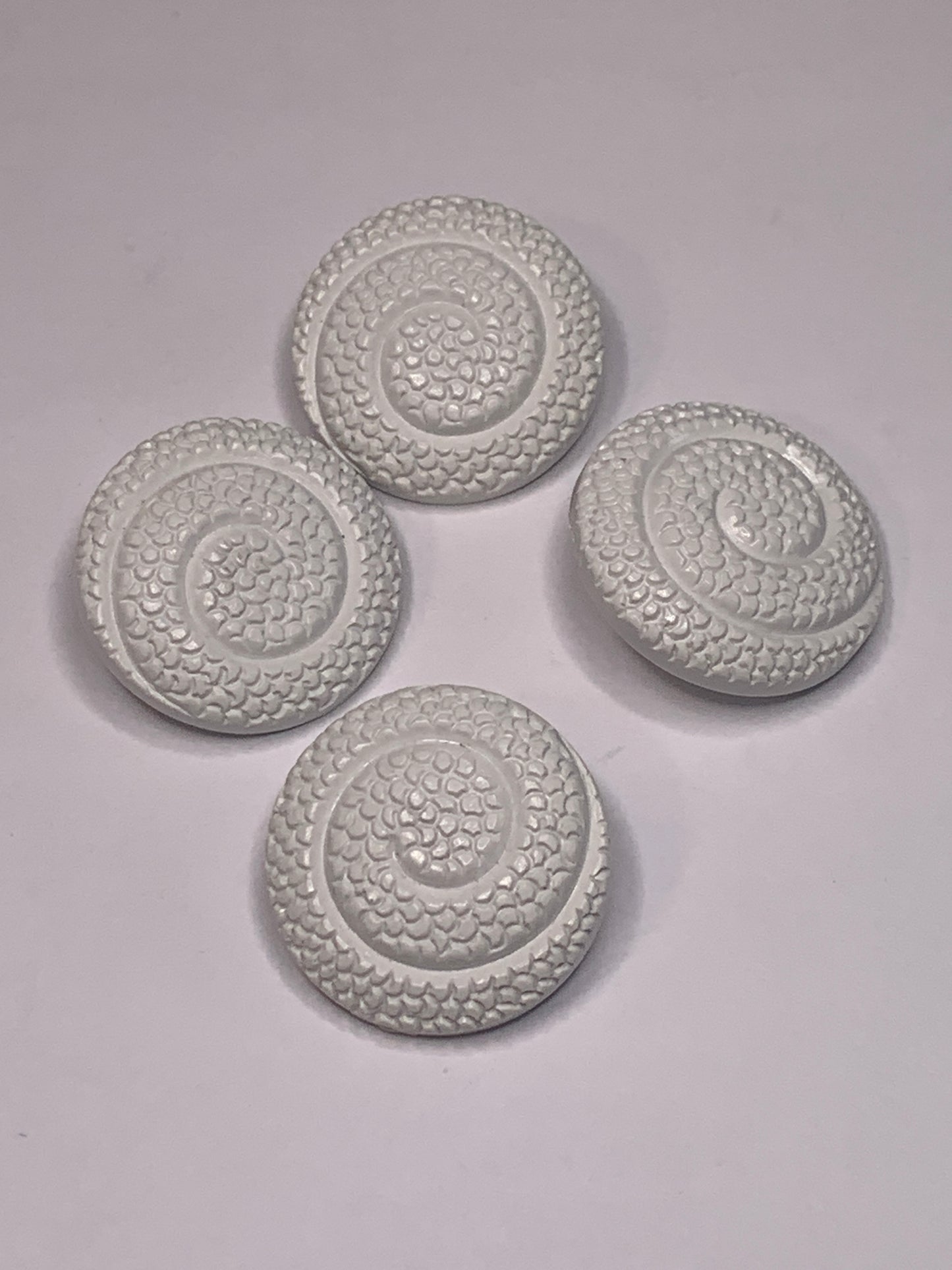 Vintage 4 Round Plastic Buttons, Shank, White, 2.2 cm, New/Old Stock