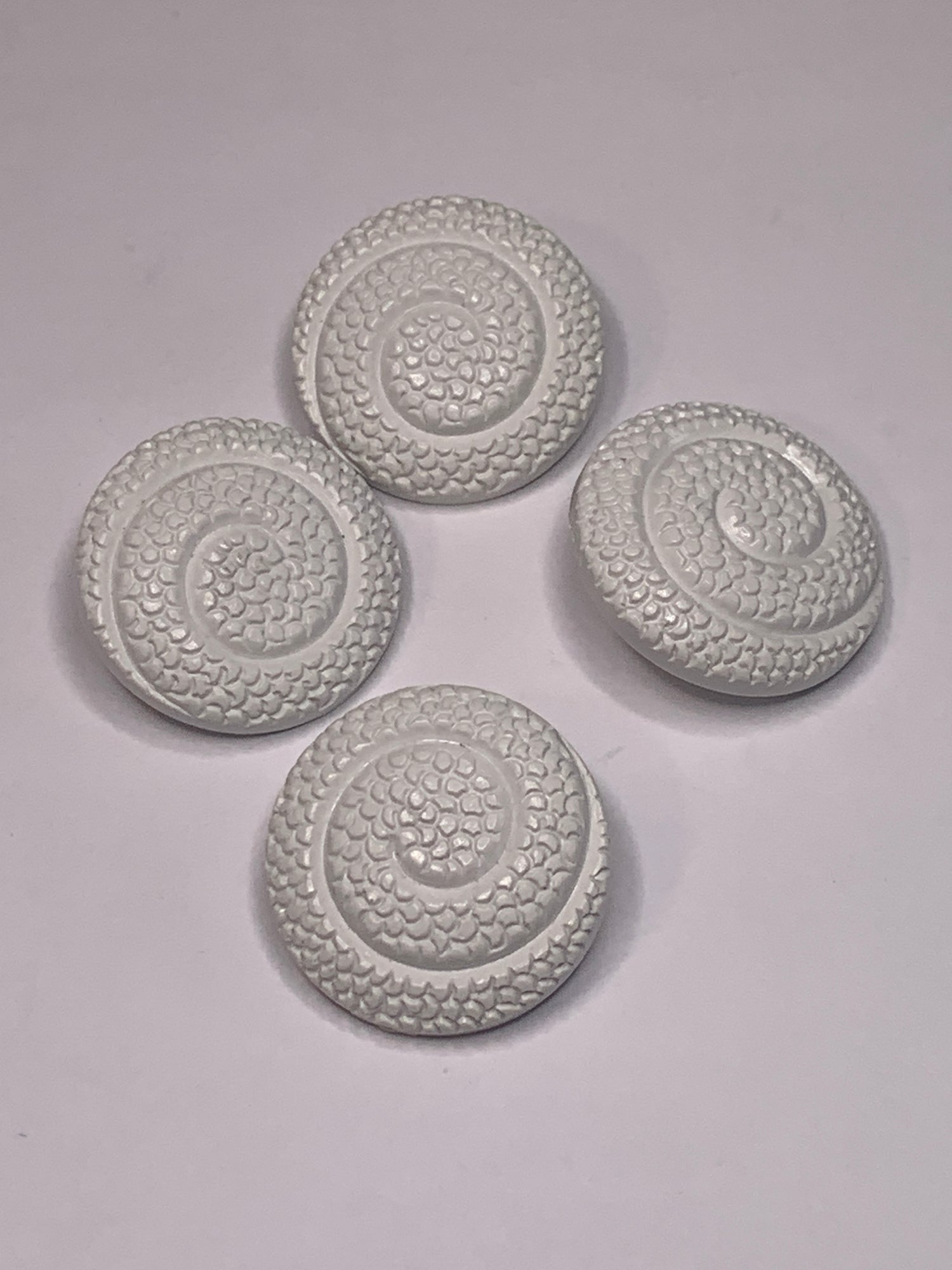 Vintage 4 Round Plastic Buttons, Shank, White, 2.2 cm, New/Old Stock