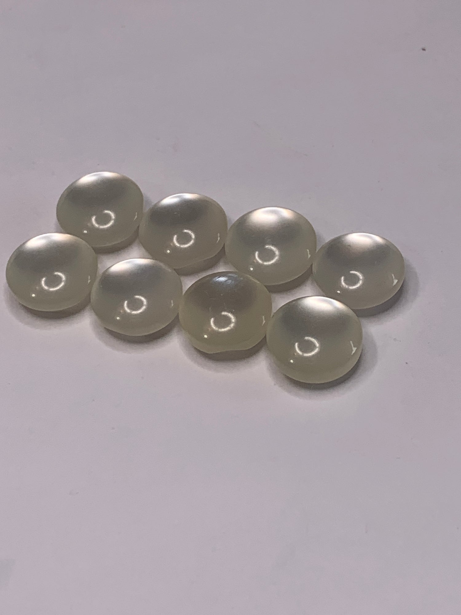 Vintage 8 Round Plastic Buttons, Shank, White, 1.2 cm, New/Old Stock