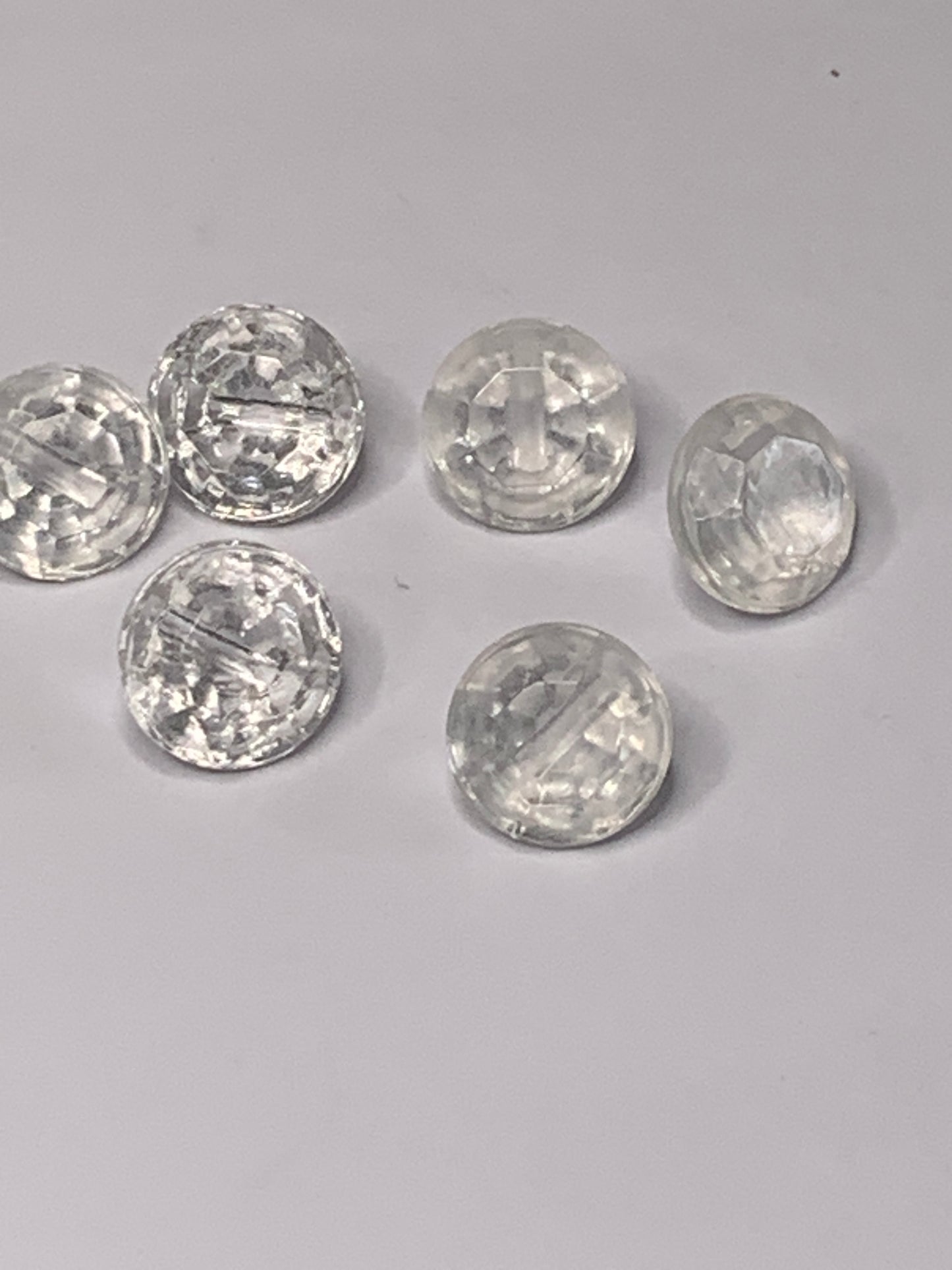 Vintage 6 Round Plastic Buttons, Shank, White, 1.0 cm, New/Old Stock
