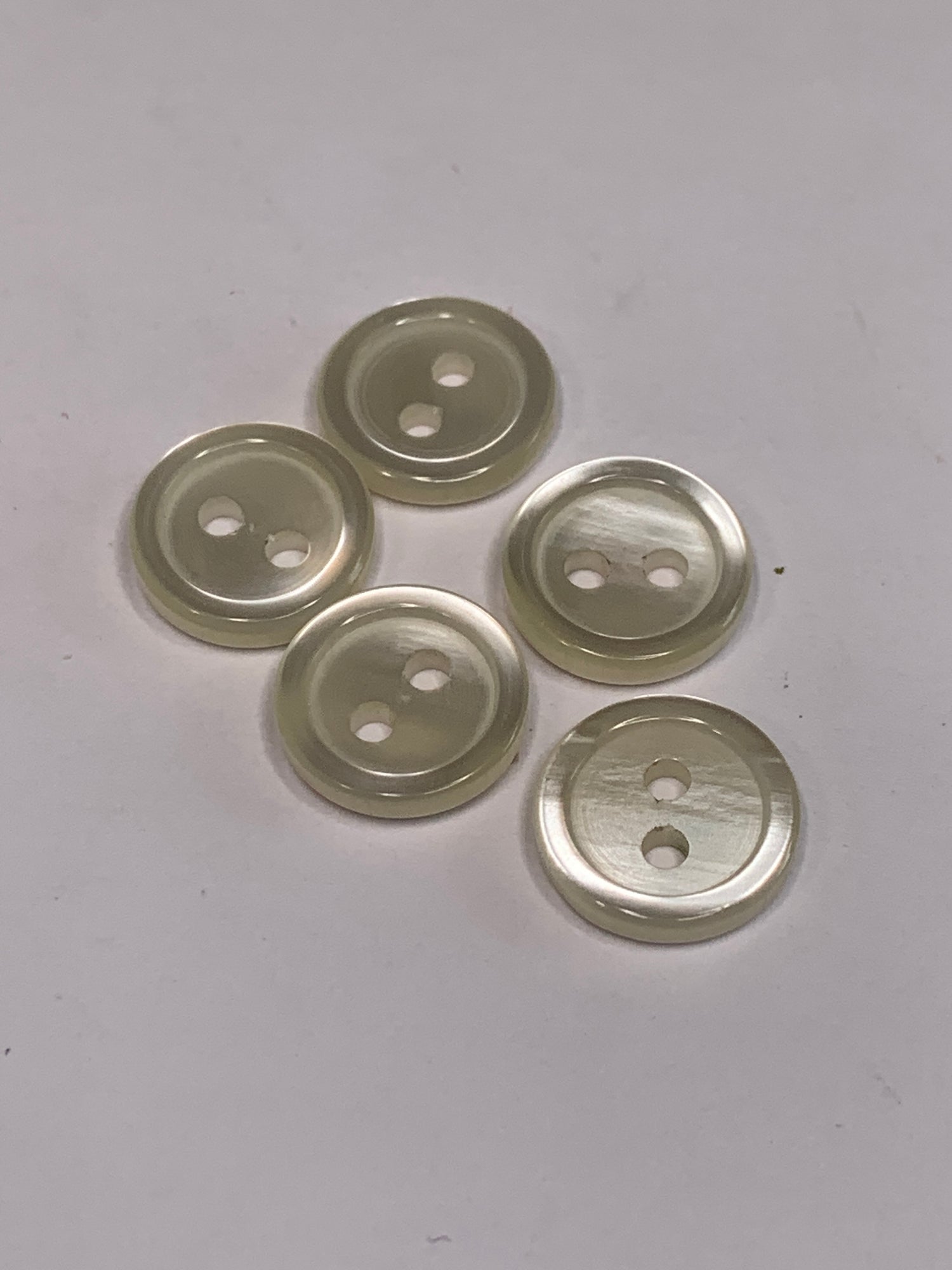 Vintage Children/Baby 5 Round Plastic Buttons, Two Holes, White, 1.2 cm, New/Old Stock
