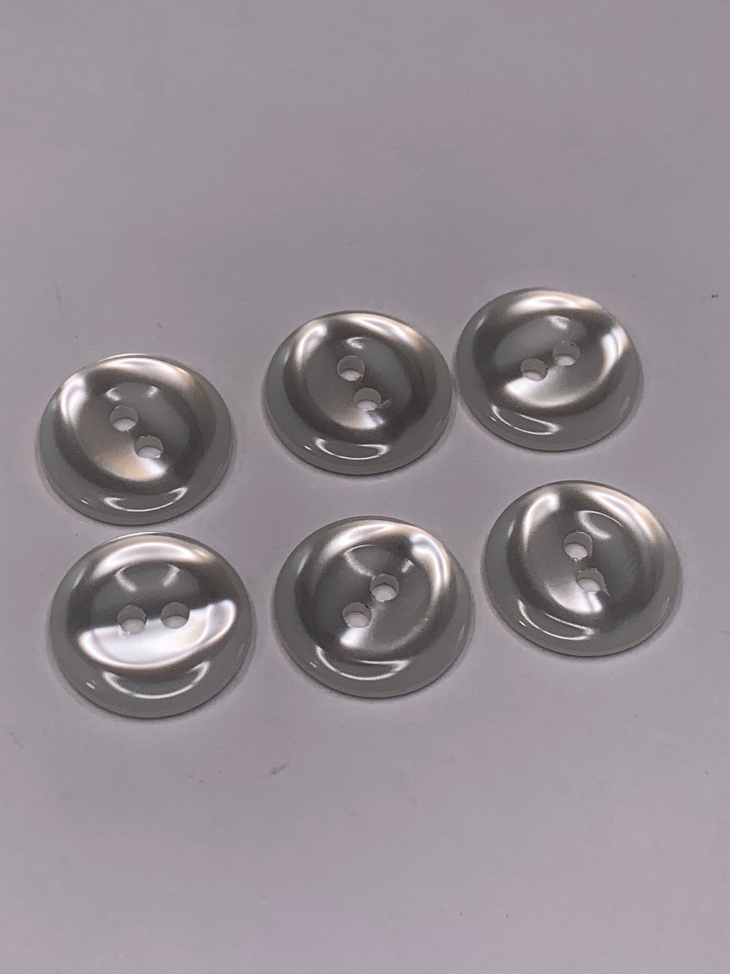 Vintage 6 Round Plastic Buttons, Two Holes, White, 1.5 cm, New/Old Stock