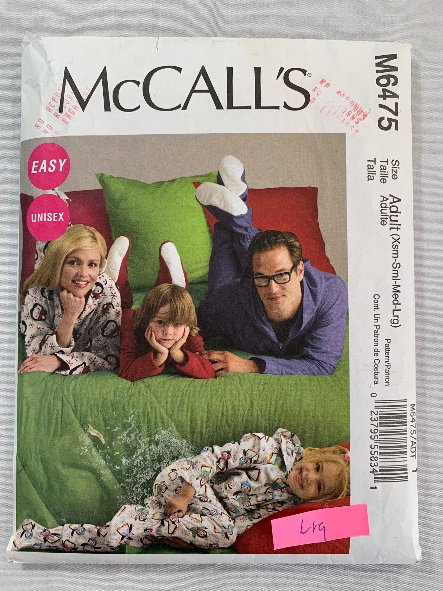 McCall's Sewing Pattern M6475 Misses'/Mens' Jumpsuit, Booties, Pockets, Zipper Front, Hood, Long Sleeves, Size XS-L, Cut, 2011