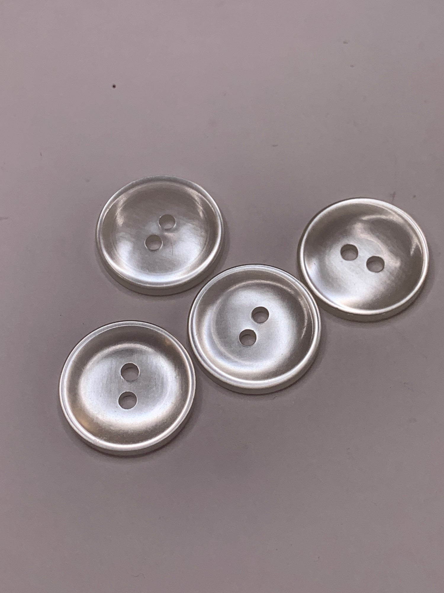 Vintage 4 Round Plastic Buttons, Two Holes, White, 1.8 cm, New/Old Stock