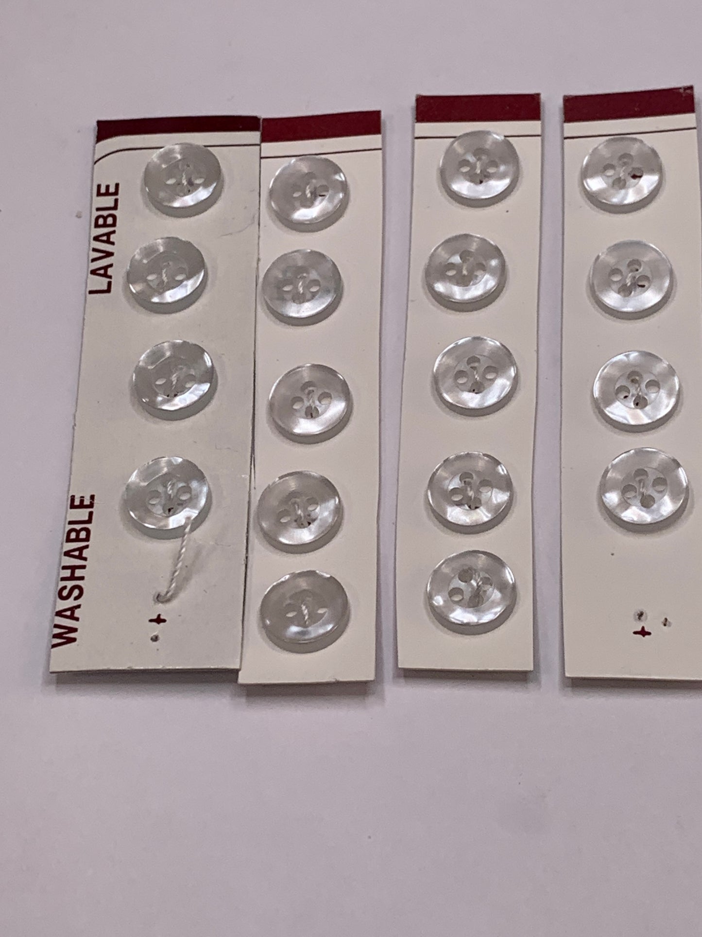 Vintage Children/Baby 18 Round Plastic Buttons, Four Holes, White,  0.8 cm, New/Old Stock