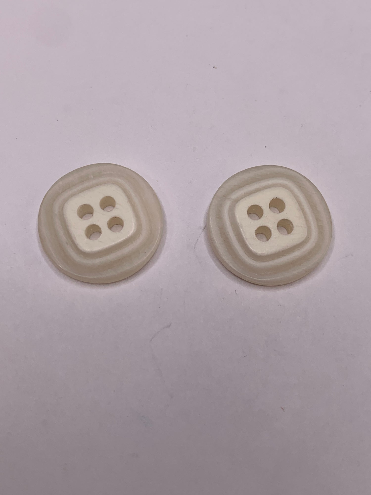 Vintage Children/Baby 2 Round Plastic Buttons, Four Holes, White, 1.8 cm, New/Old Stock