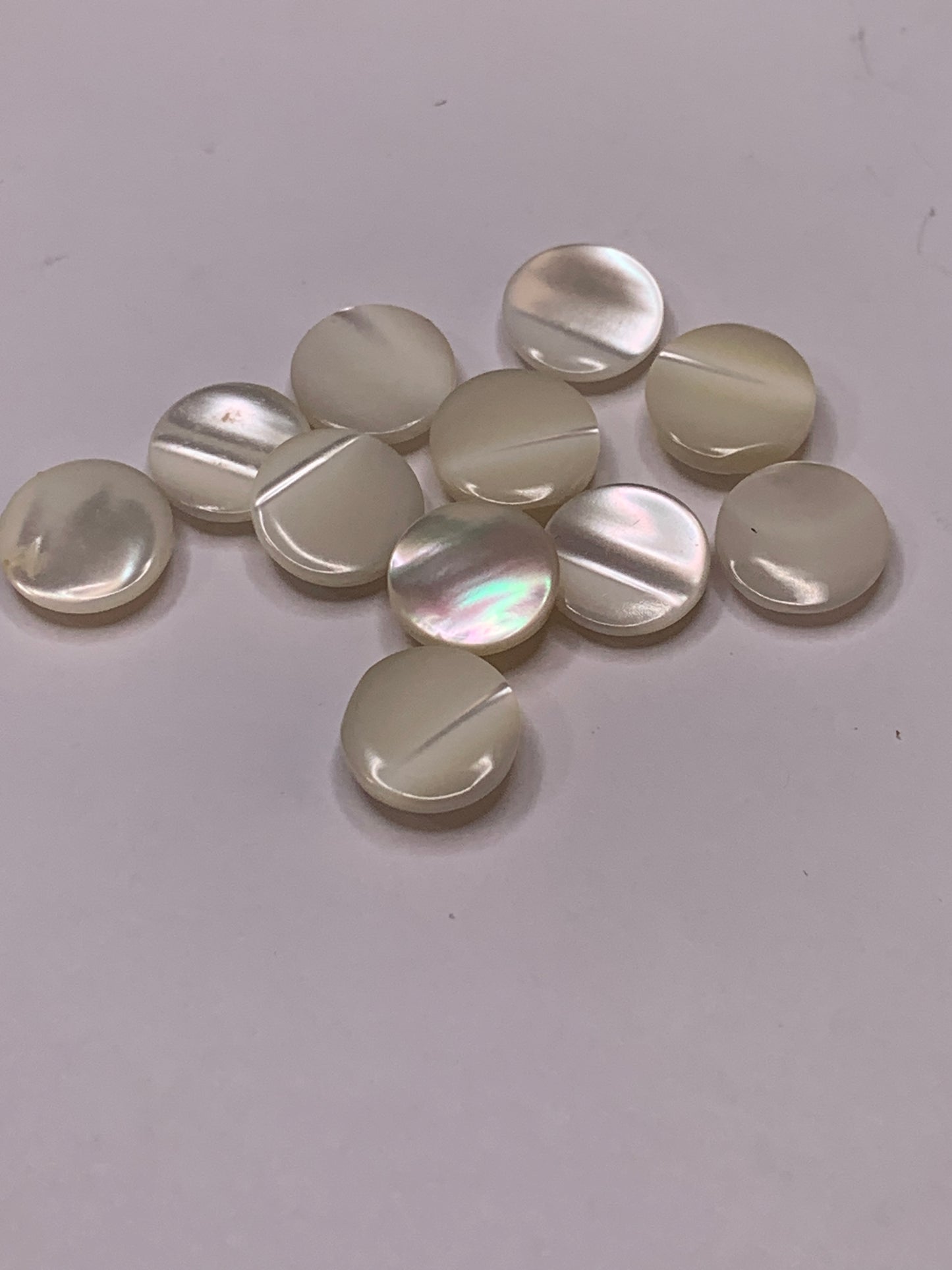 Vintage Children/Baby 11 Round Plastic Buttons, Shank, Off White, 0.8 cm, New/Old Stock
