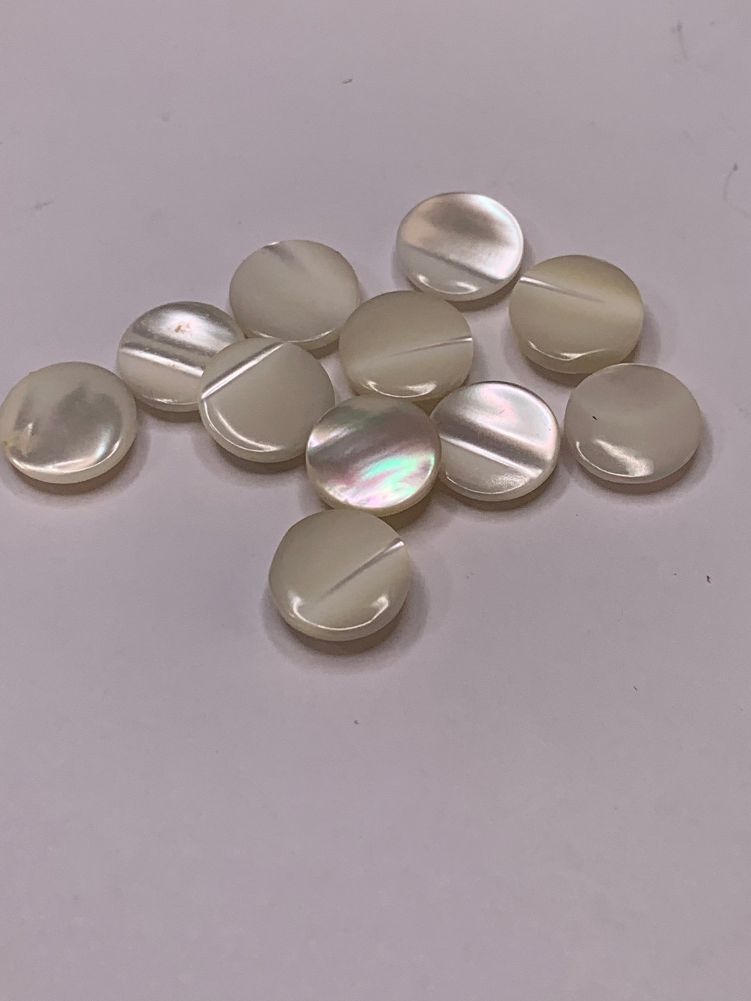 Vintage Children/Baby 11 Round Plastic Buttons, Shank, Off White, 0.8 cm, New/Old Stock